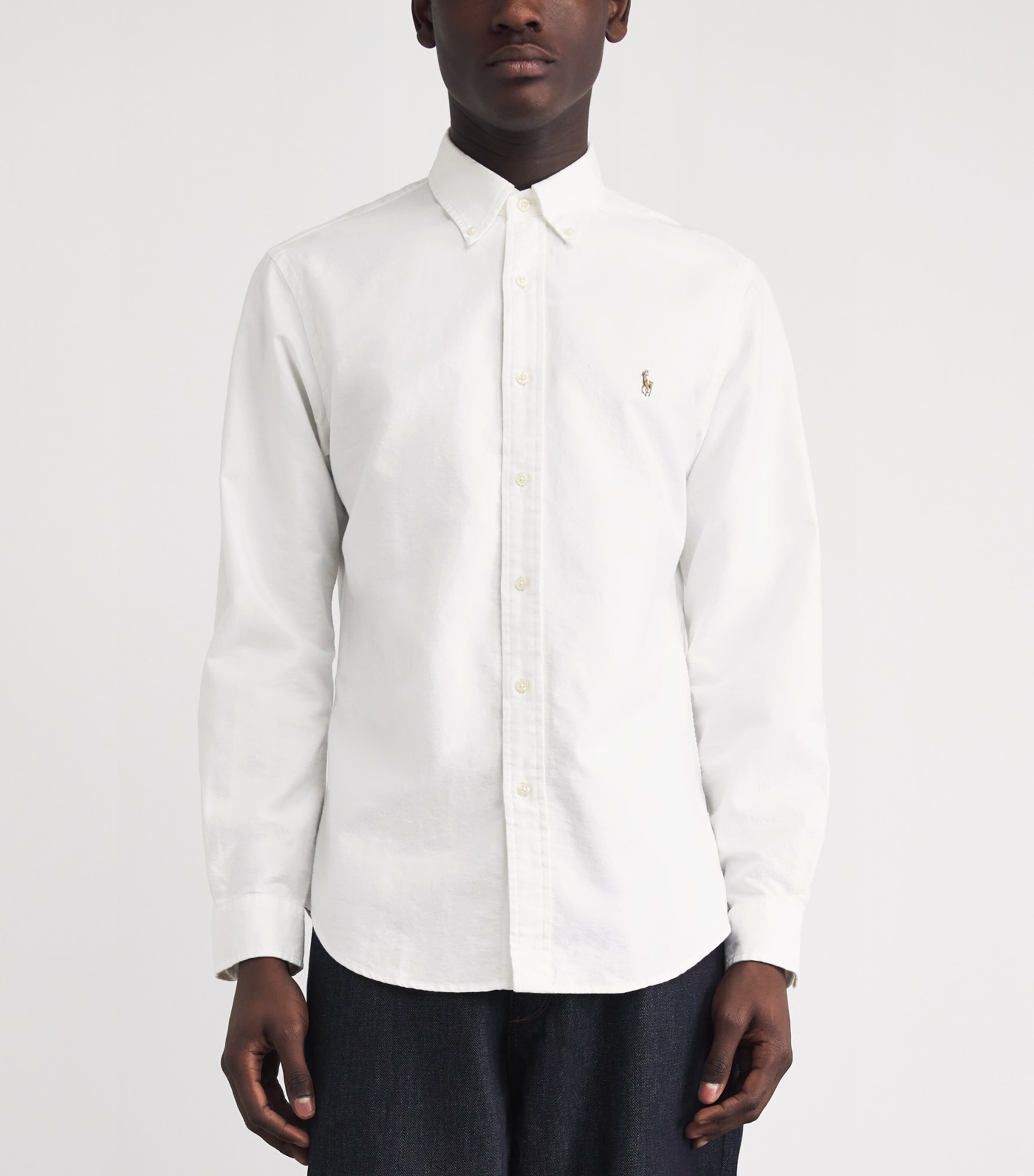 Polo Ralph Lauren Mens Custom Fit Polo Pony Oxford Shirt White Image 4