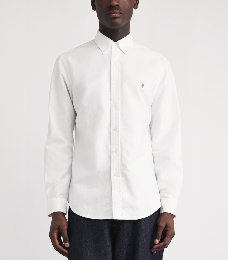 Polo Ralph Lauren Mens Custom Fit Polo Pony Oxford Shirt White Image 4