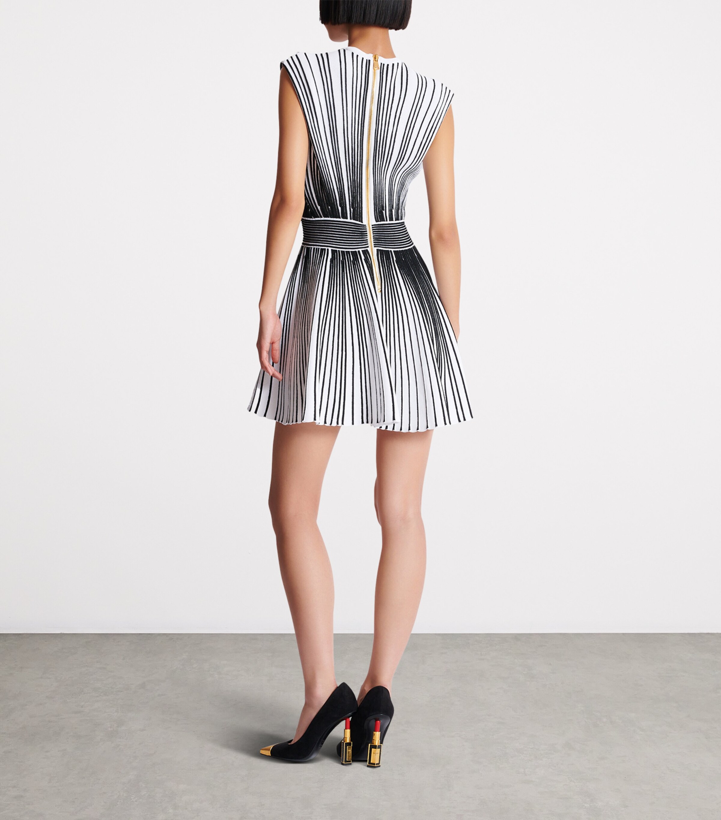 【関税＆送料込み】Balmain Vichy Dress Balmain Halter Vichy Knit Mini Dress | Neiman Marcus