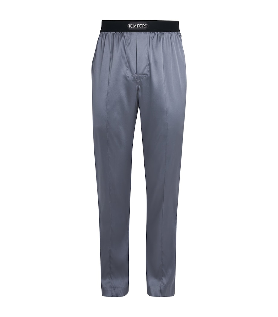 TOM FORD Mens Silk-Blend Pyjama Trousers Dark Grey Image 1
