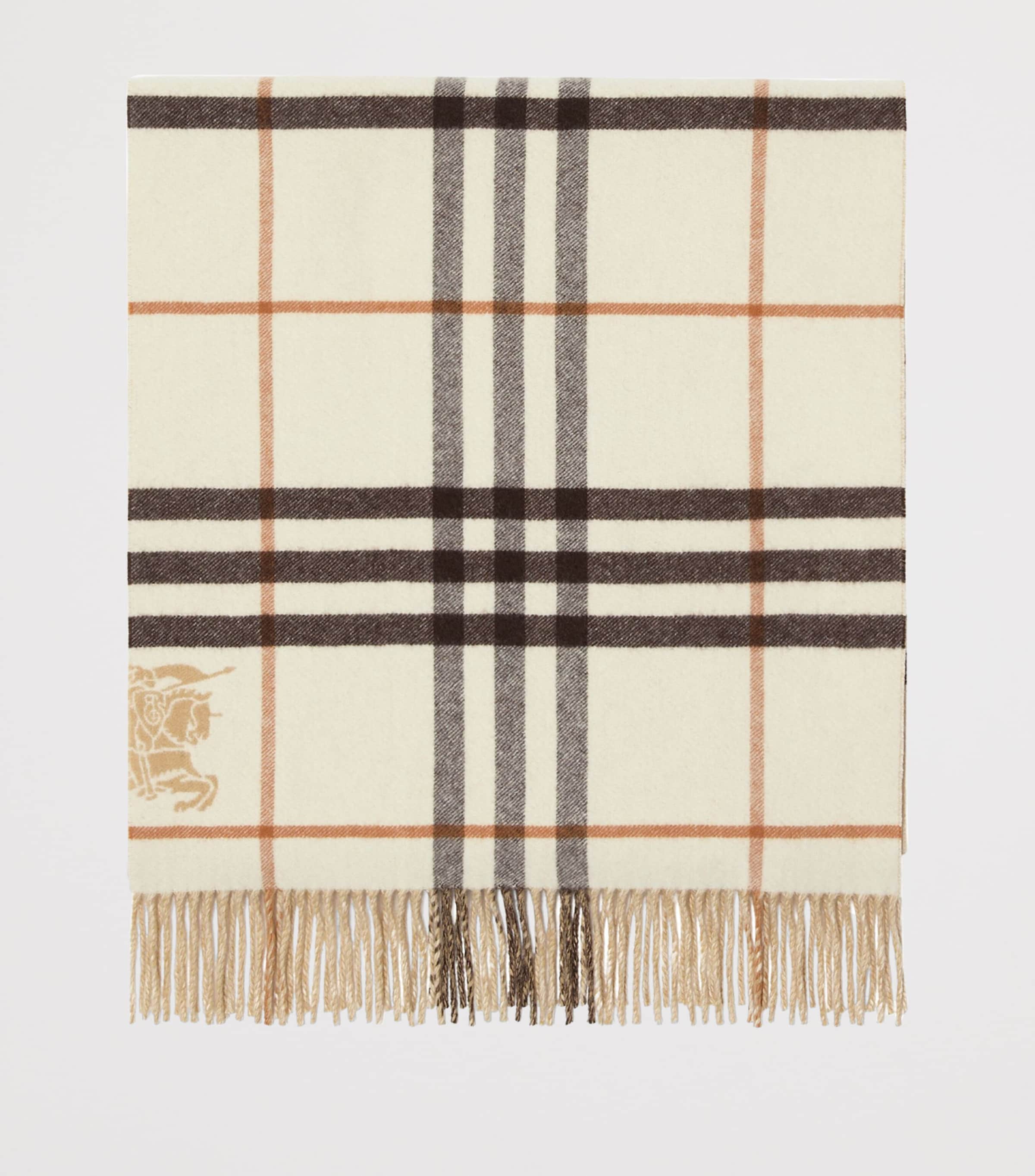 Cashmere Wide Reversible EKD Scarf PEBBLE WHITE Image 3