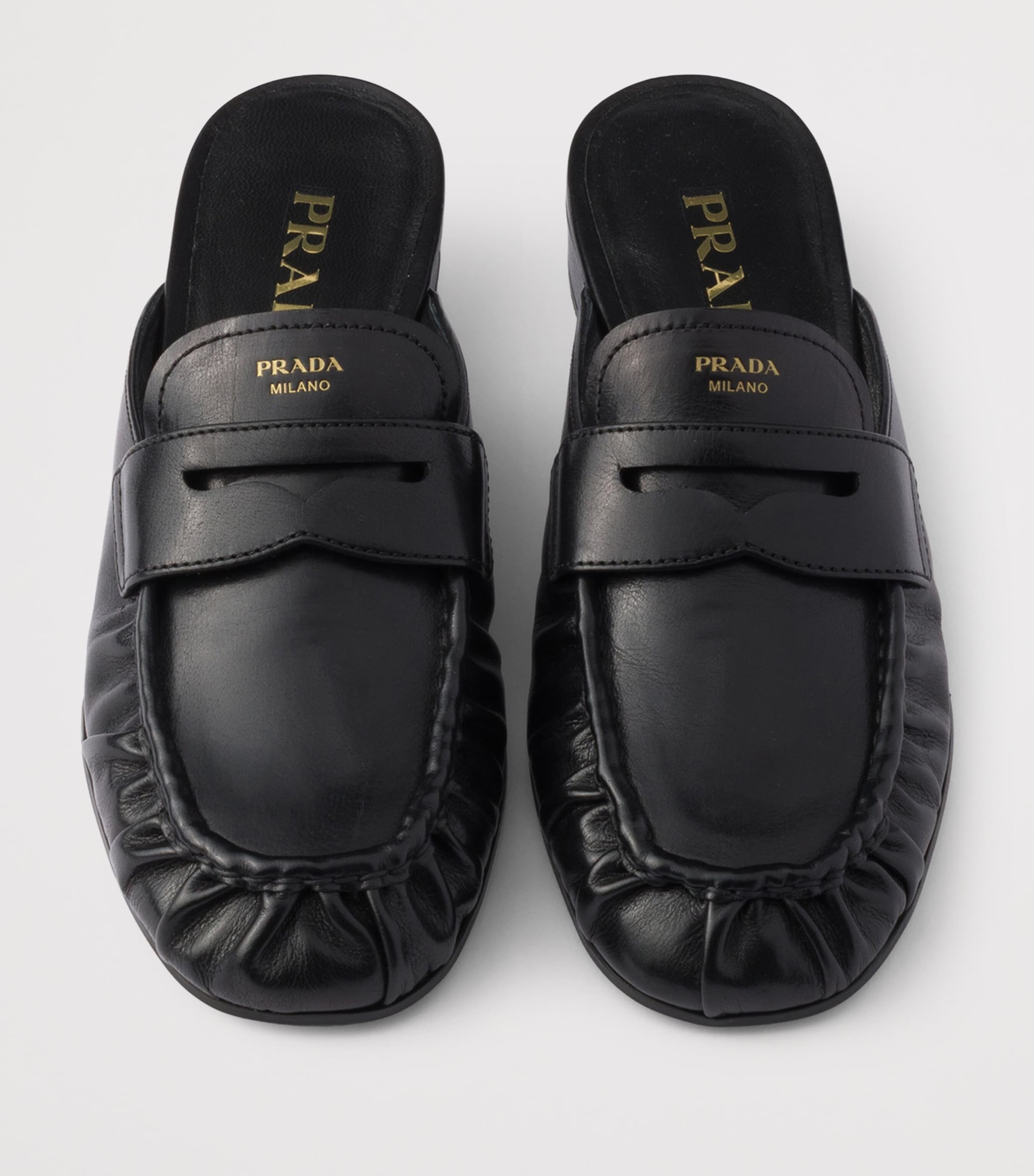 Prada Leather Mules Black Image 3