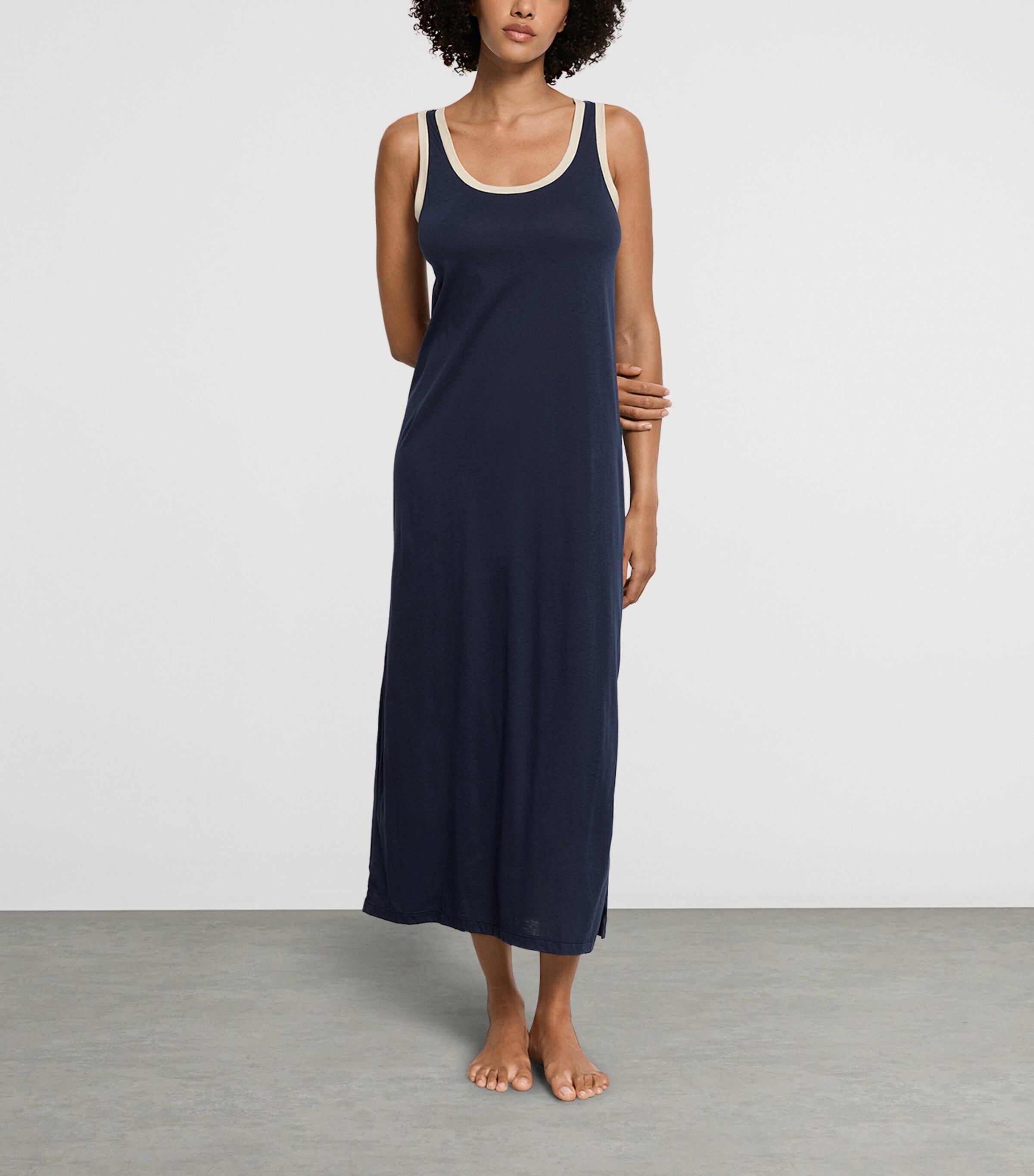 Hanro Womens Cotton-Blend Laura Nightdress Deep Navy Image 2