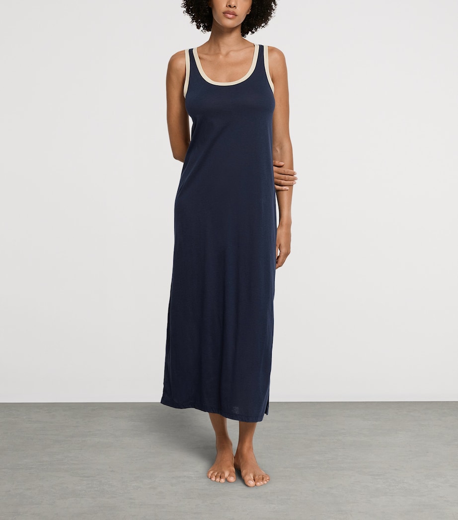 Hanro Womens Cotton-Blend Laura Nightdress Deep Navy Image 2