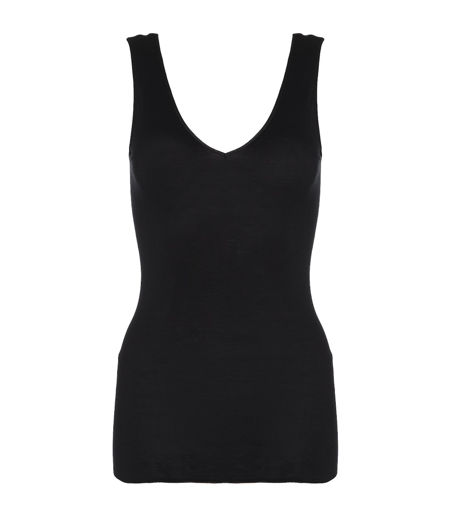 Cotton Seamless Tank Top BLACK Image 1