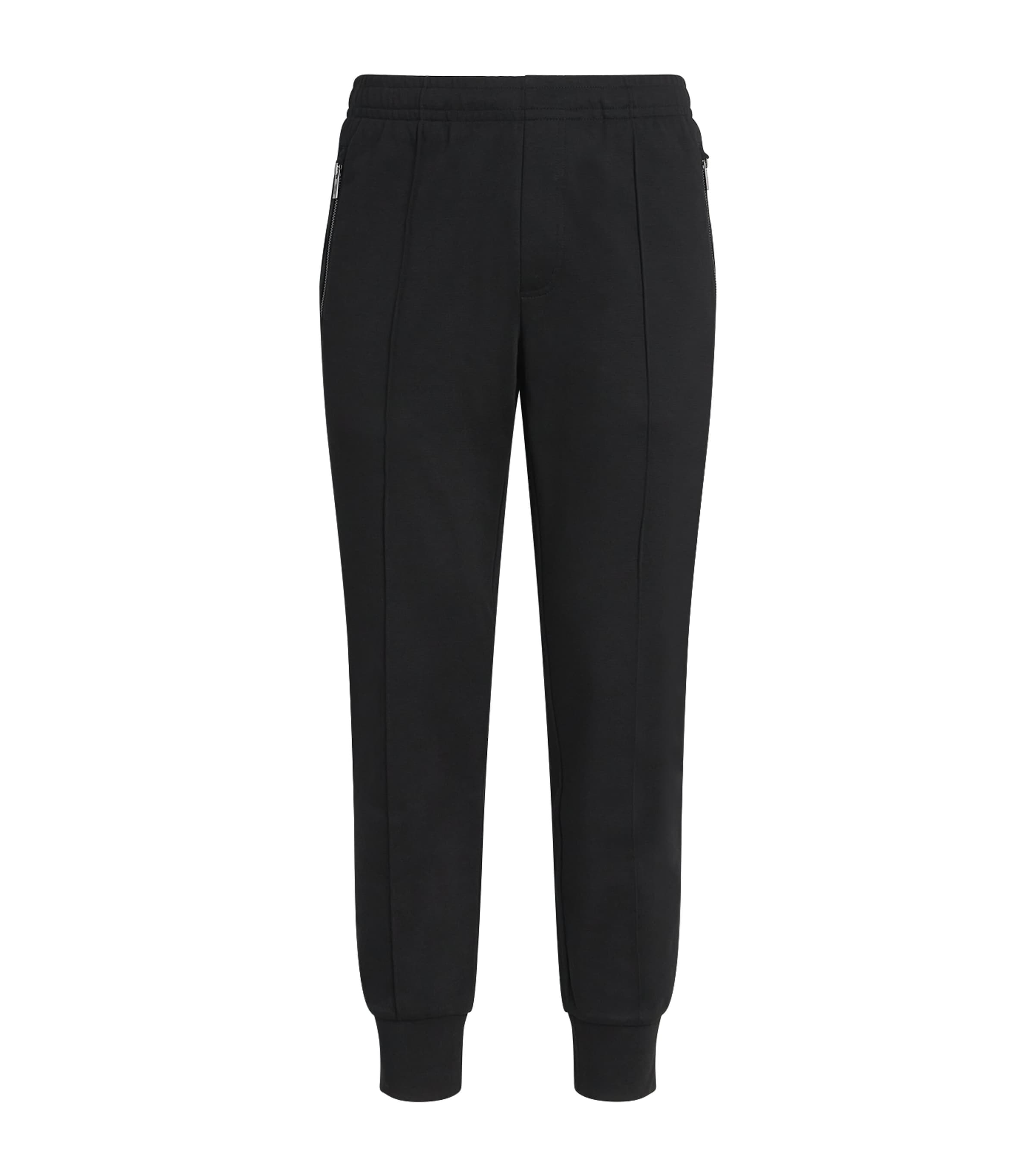 Emporio Armani Cotton-blend Zip-pocket Sweatpants In Black