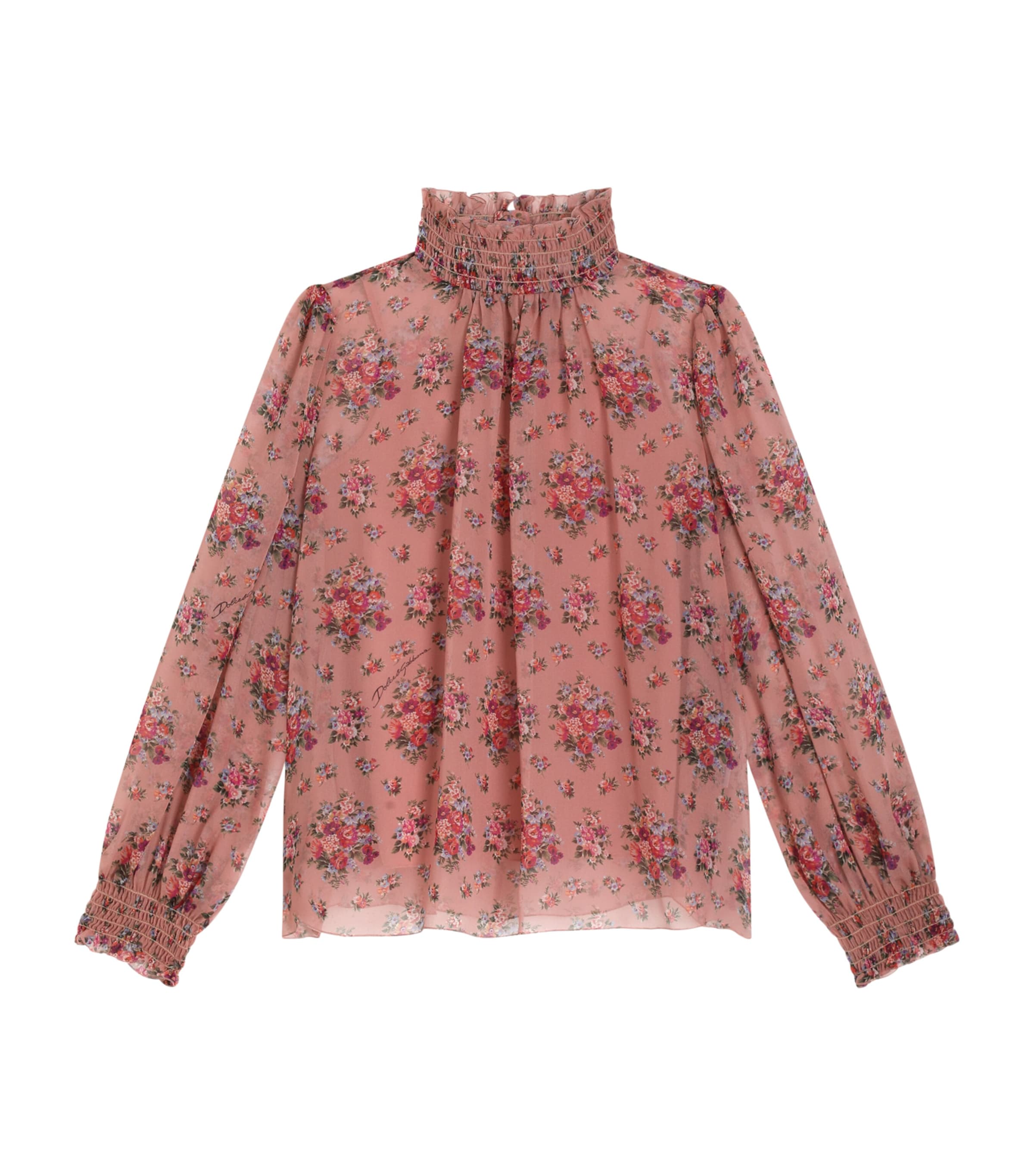 Dolce&Gabbana Kids Silk Chiffon Floral Blouse (8-12+ Years) Mazzolini Fior Image 1