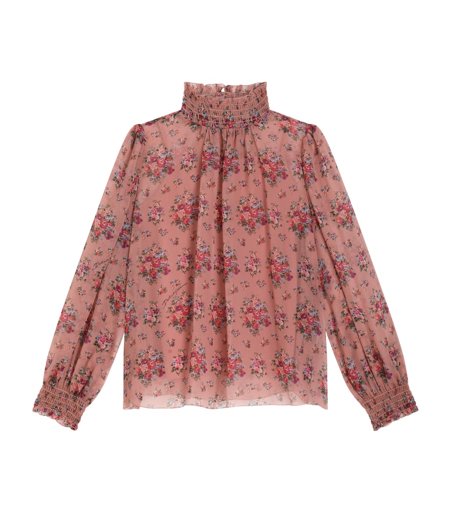 Dolce&Gabbana Kids Silk Chiffon Floral Blouse (8-12+ Years) Mazzolini Fior Image 1