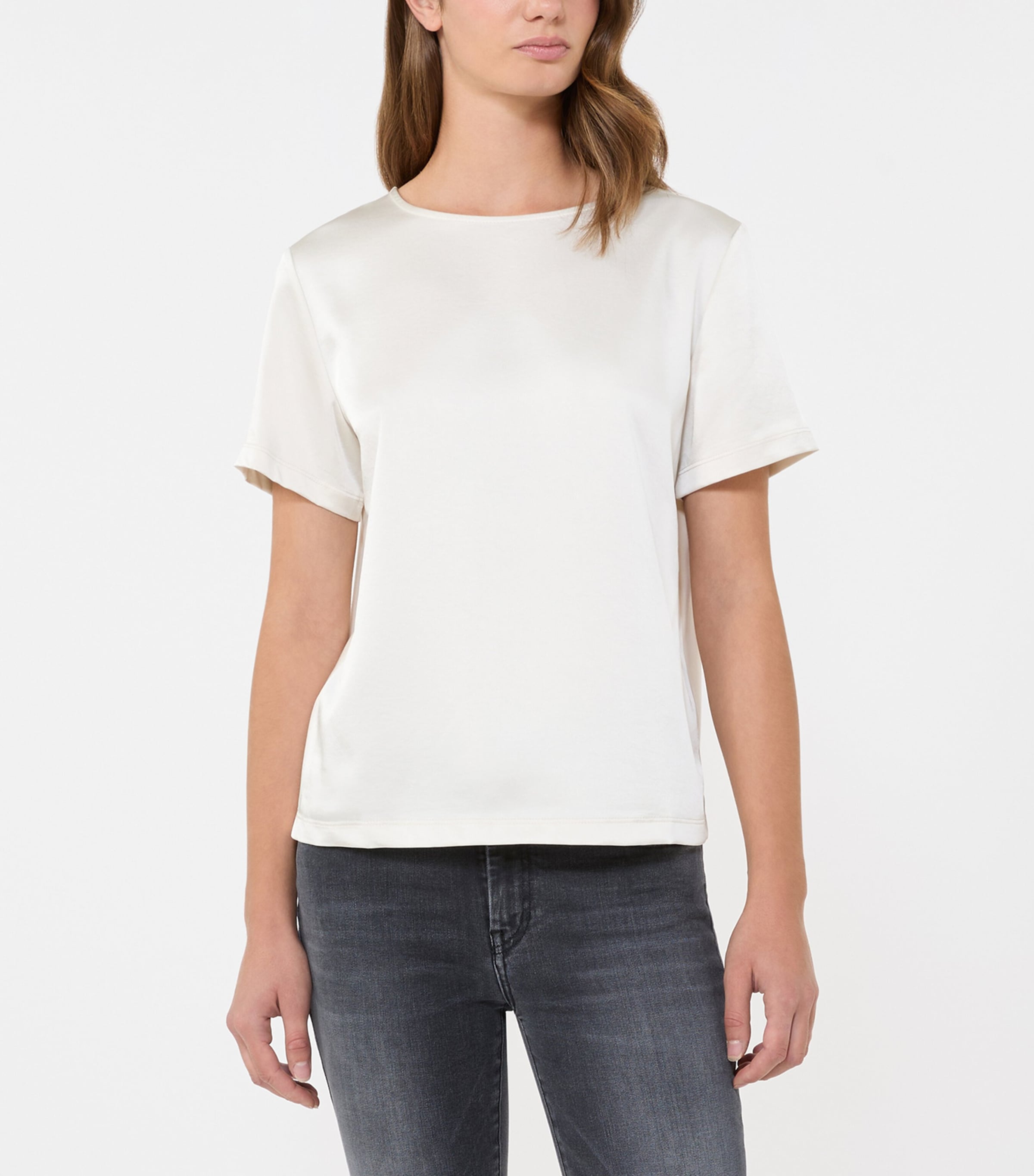 Weekend Max Mara Womens Satin T-Shirt Ecru Image 3