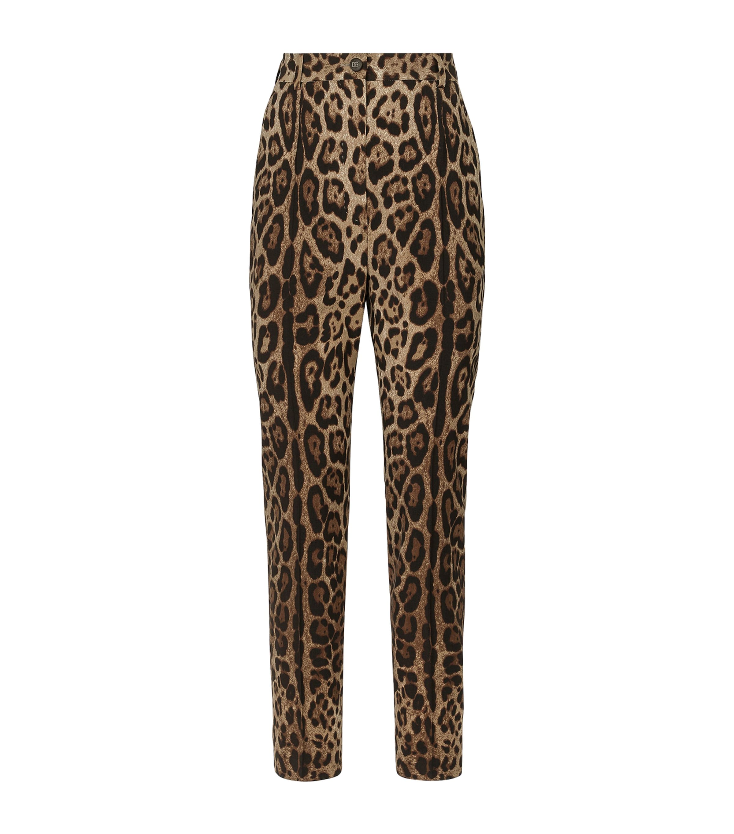 Dolce & Gabbana High-waisted Pants In Leopard-print Wool
