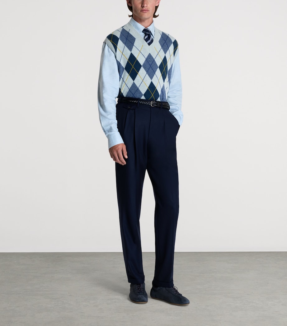Dunhill Mens Cashmere Argyle Sweater Vest Denim Image 2