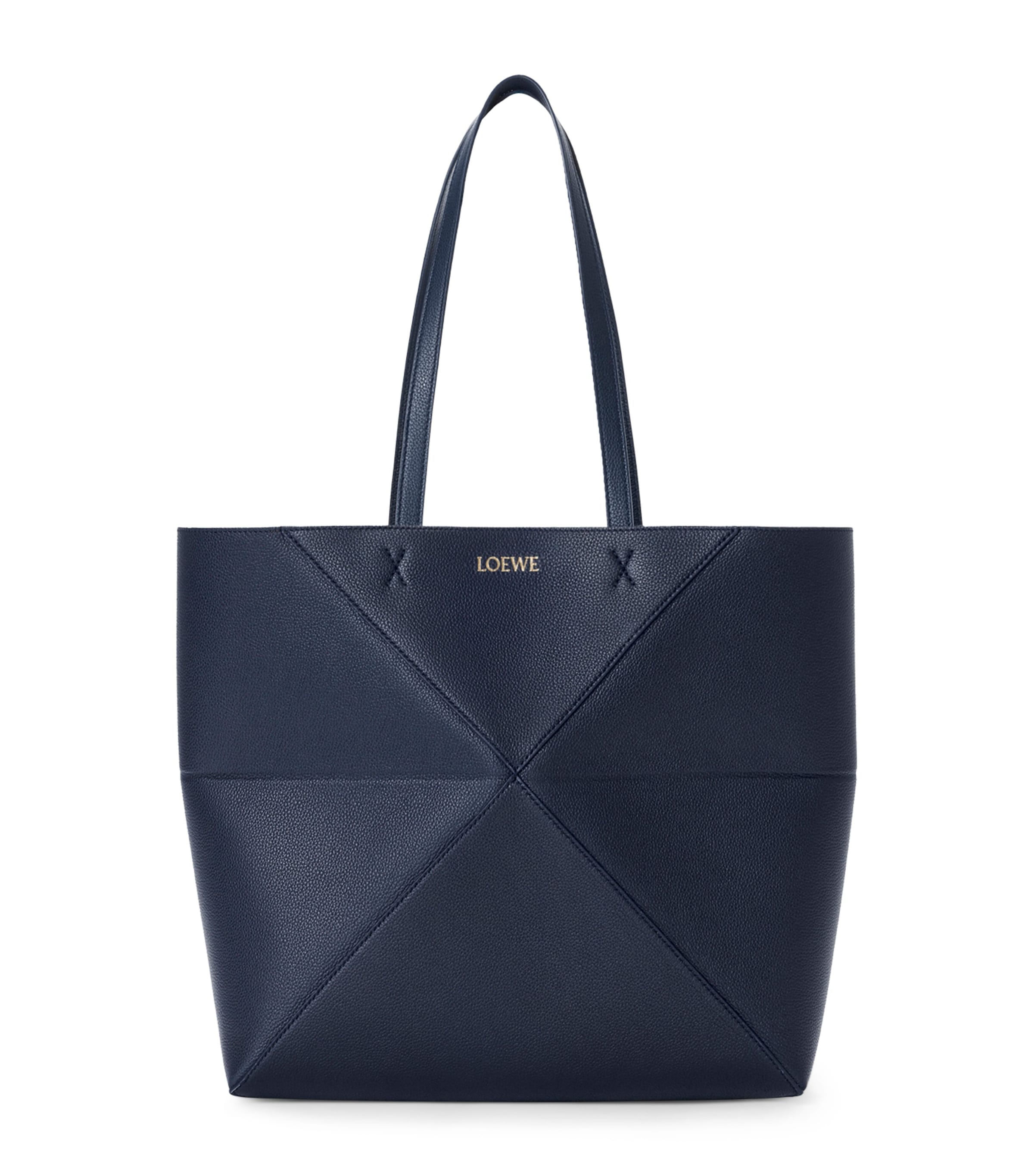LOEWE Medium Leather Puzzle Fold Tote Bag Deep Navy Image 1