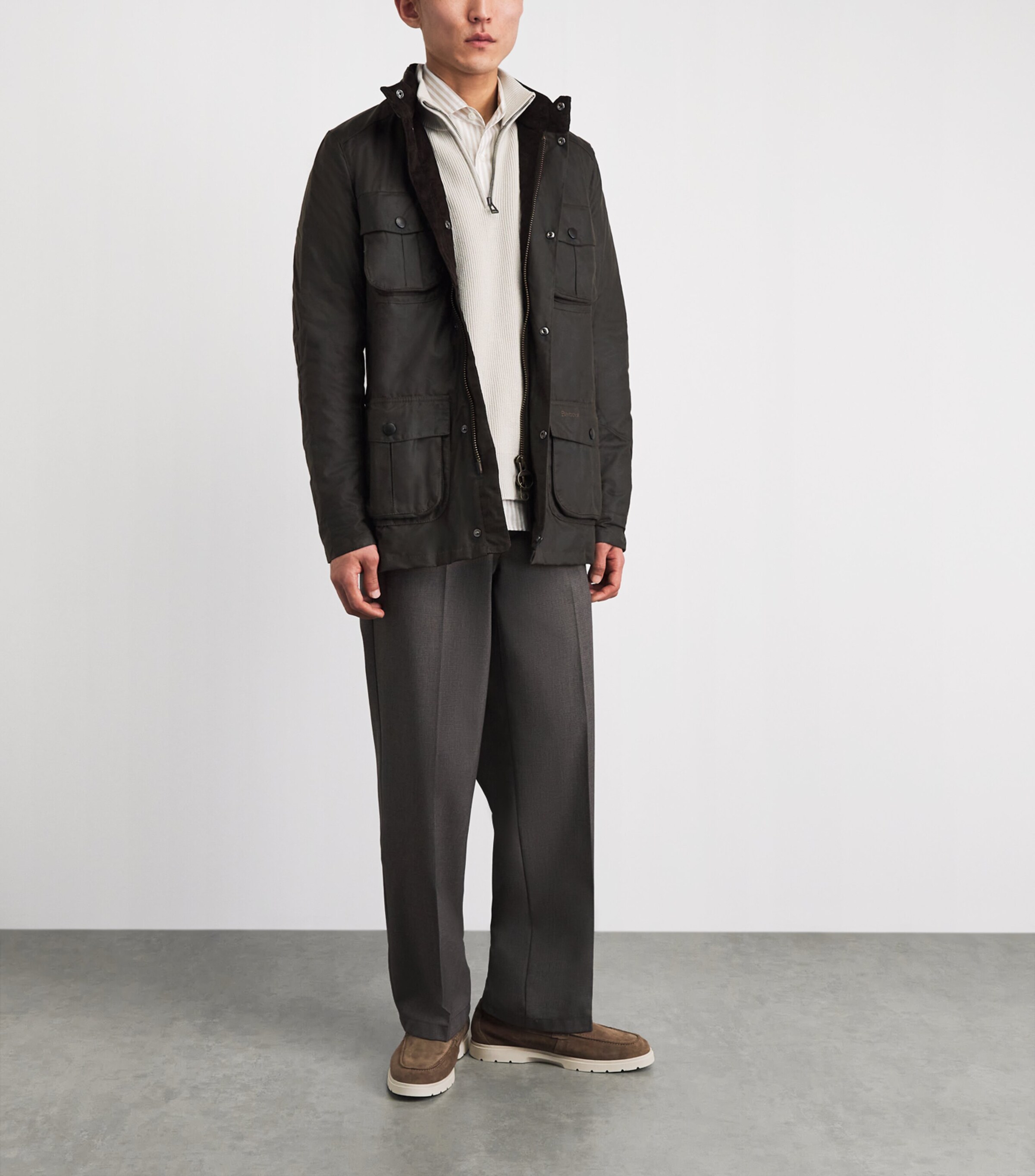 Barbour ダークグリーンジャケット Barbour Green Hooded Wax Jacket | Harrods VE