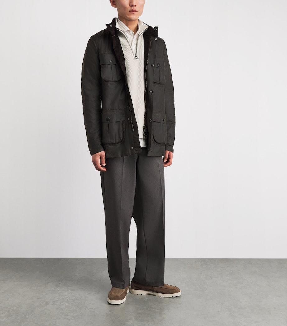 Barbour Mens Hooded Wax Jacket Olive Image 2
