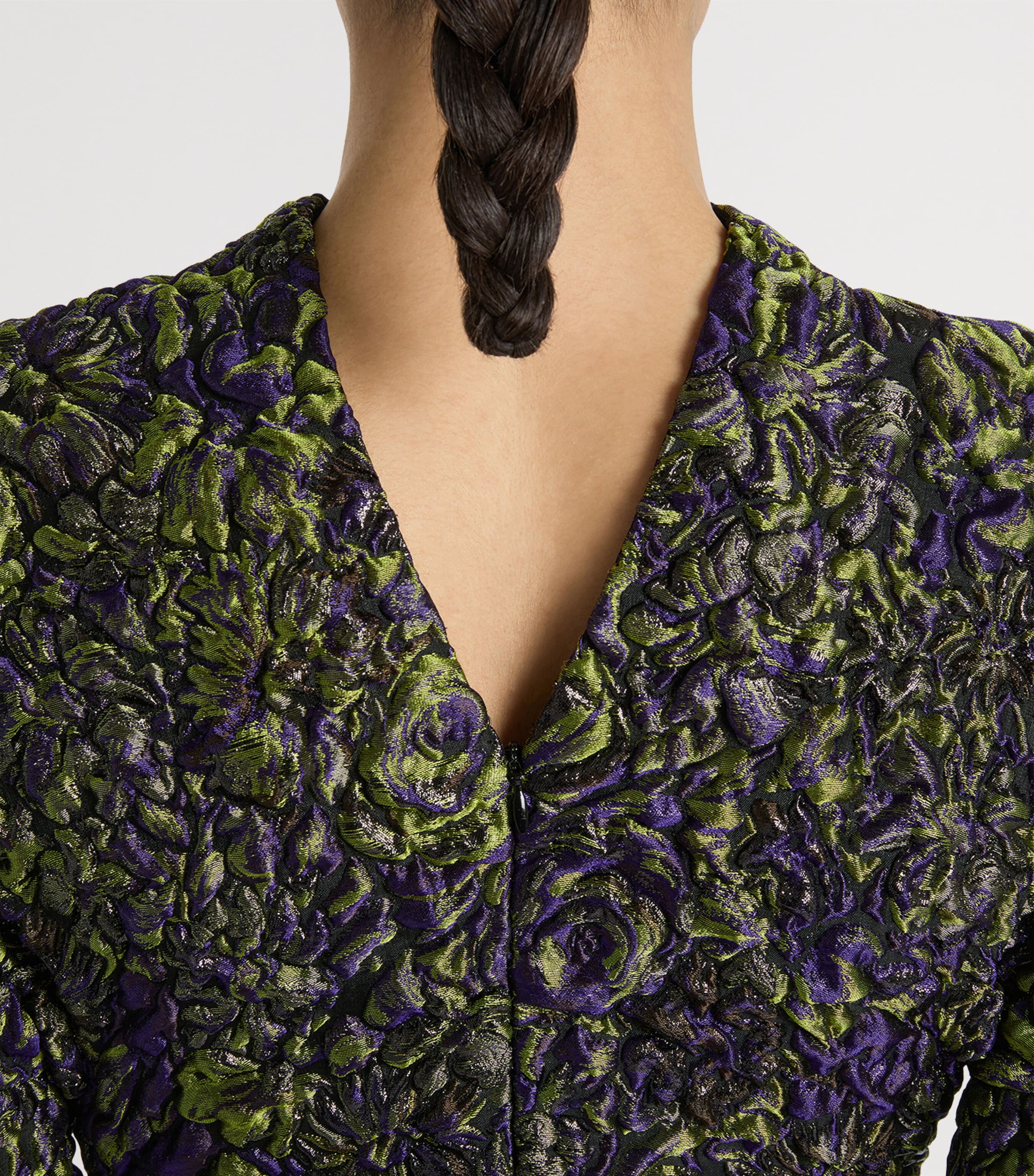 Balmain Womens Bubble-Patterned Jacquard Mini Dress Violet Vert Image 6