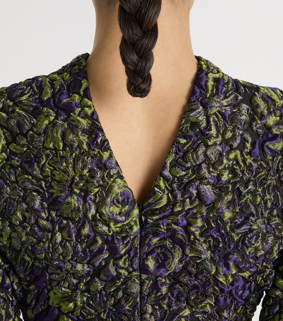 Balmain Womens Bubble-Patterned Jacquard Mini Dress Violet Vert Image 6
