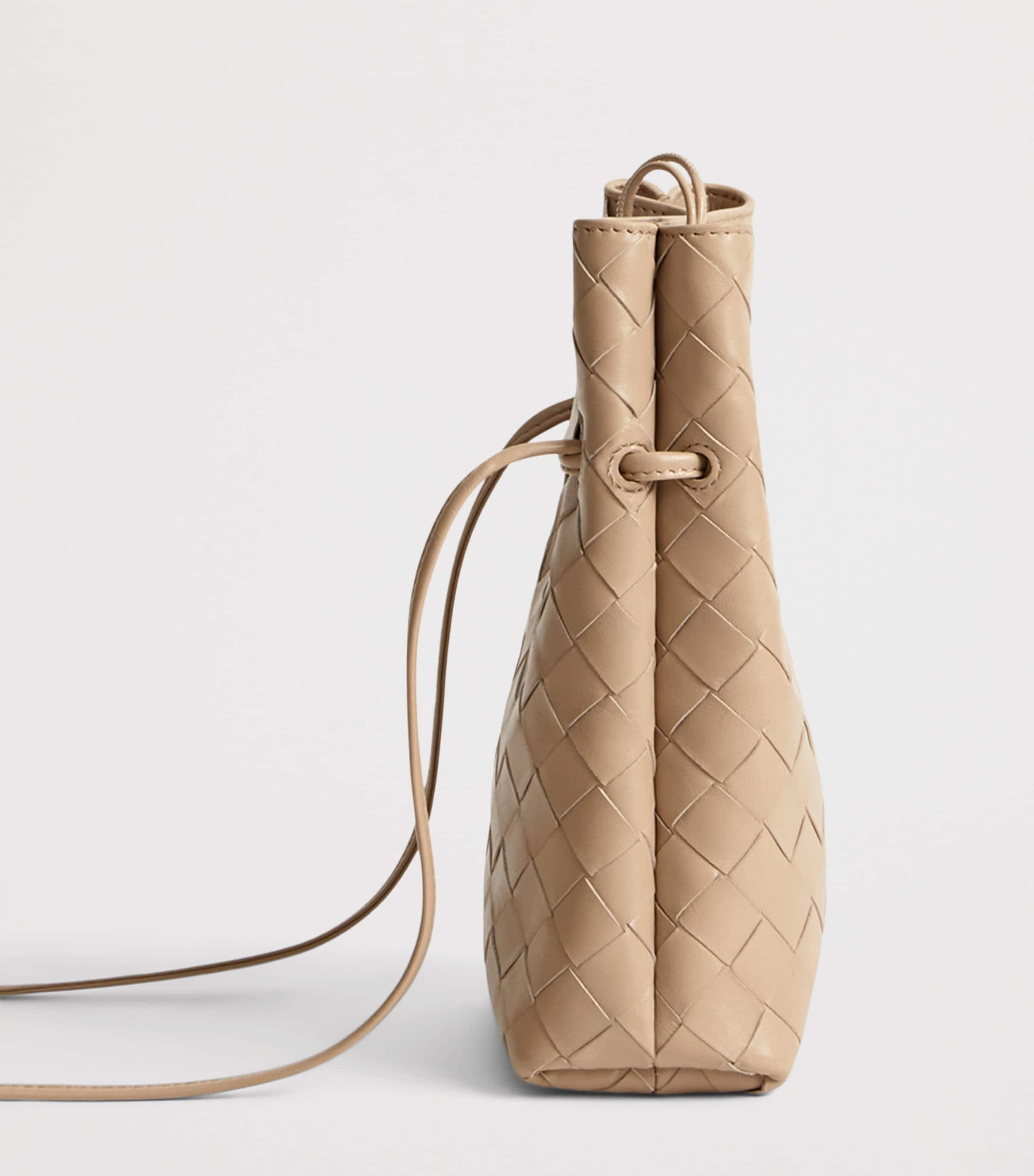 Bottega Veneta Neutral Leather Andiamo Phone Pouch | Harrods CA