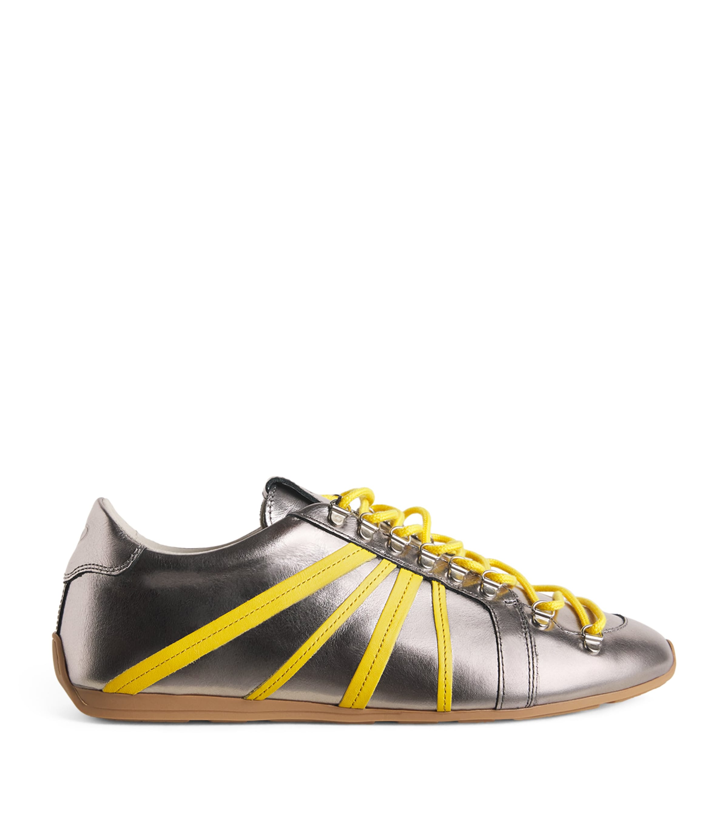 Claudie Pierlot Metallic Leather Swing Sneakers Silver Image 1