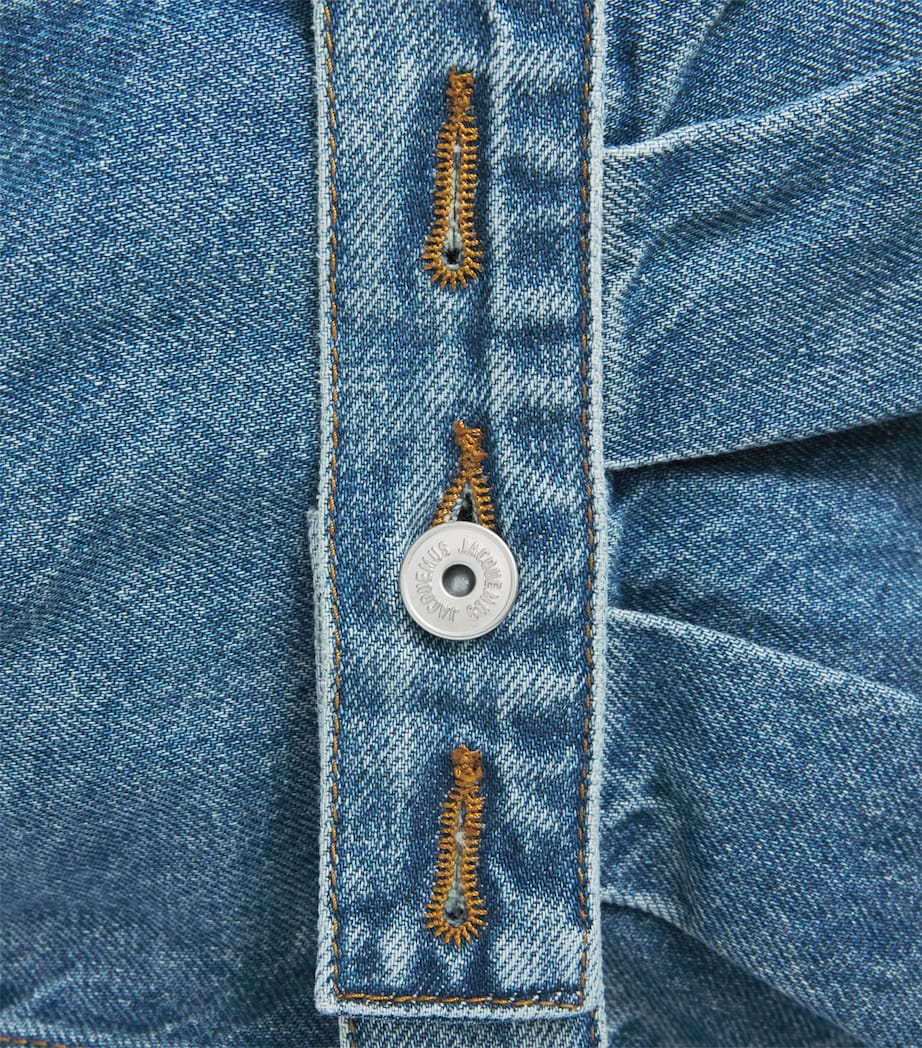 Jacquemus Womens Curved Denim Jacket Blue/tabac Image 7
