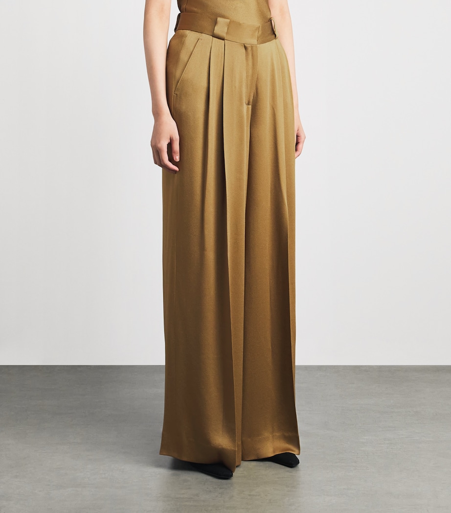 Blazé Milano Womens Satin Husi Palazzo Trousers Dijon Image 4
