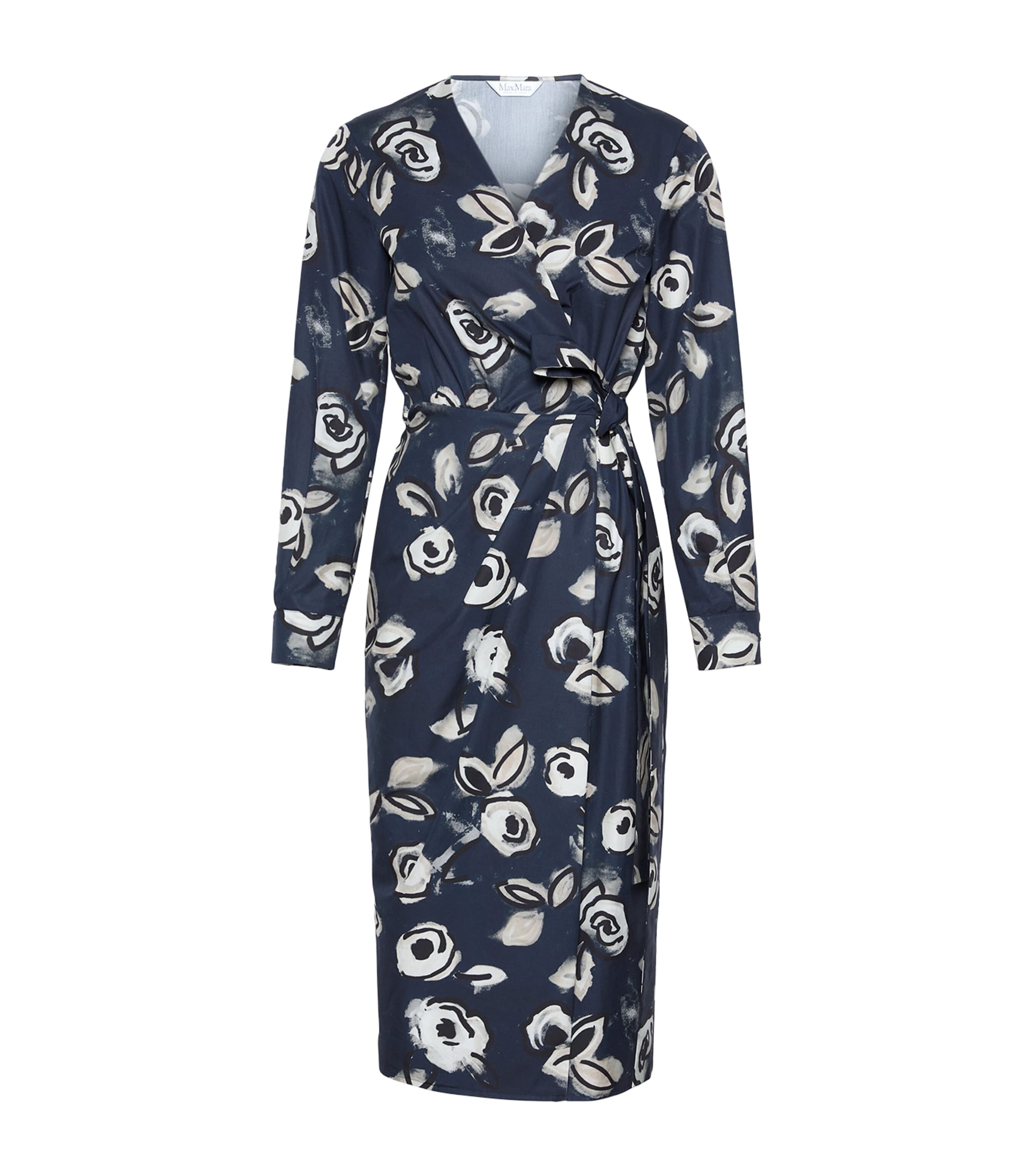 Max Mara Womens Cotton Printed Midi Dress Ultramarine Image 1