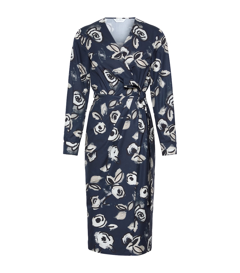 Max Mara Womens Cotton Printed Midi Dress Ultramarine Image 1