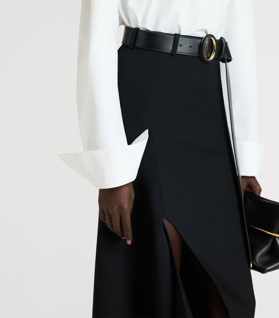 Givenchy Womens Wool Slashed Midi Skirt Image 4