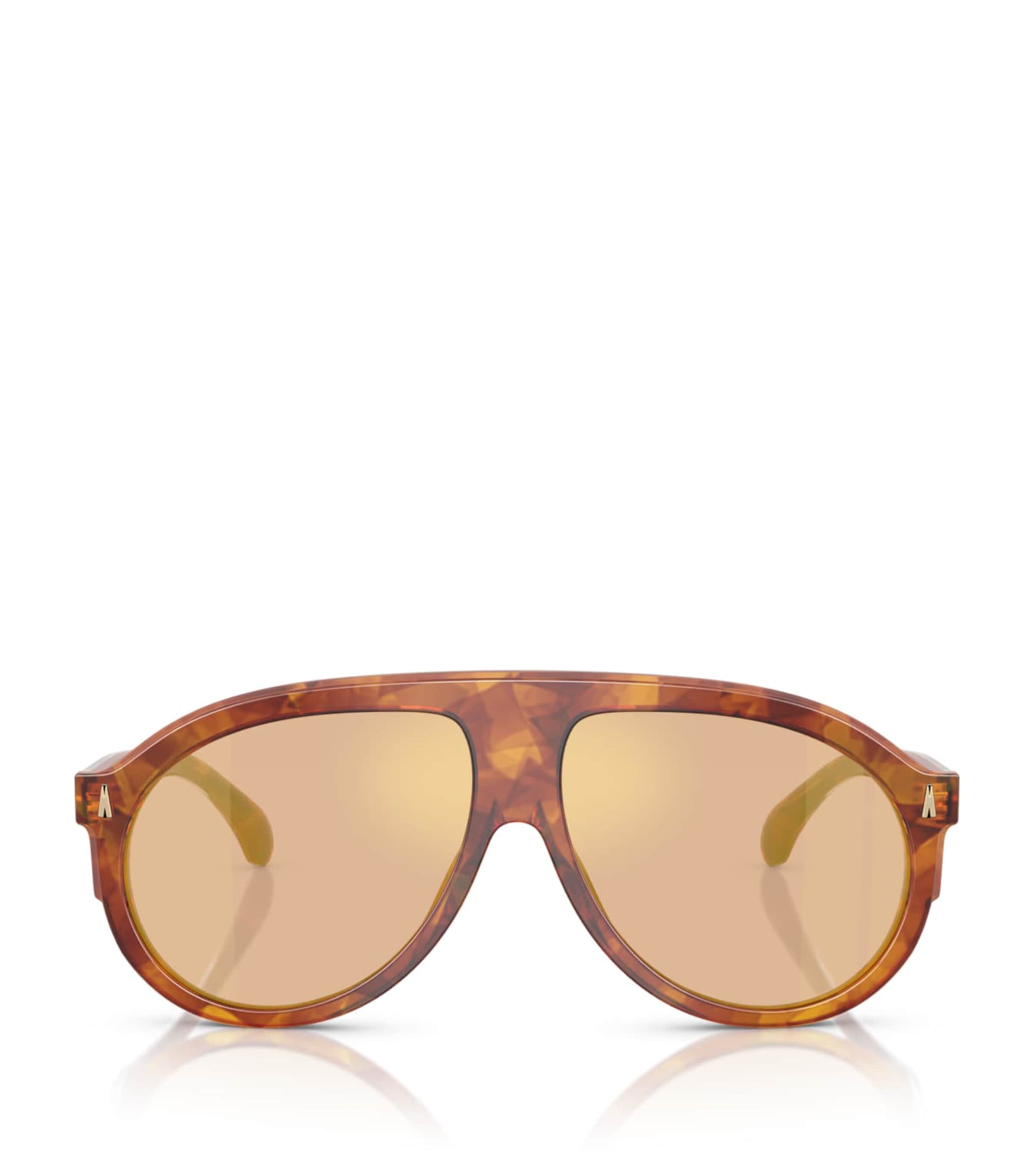 Moncler Womens Me6001 Fhaite Pilot-frame Acetate Sunglasses Brown In Brown