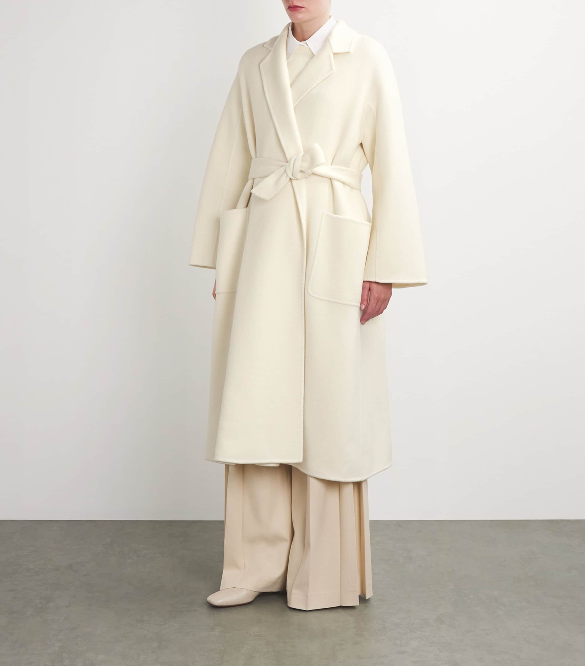 Cashmere Belted Coat WHITE Image 3