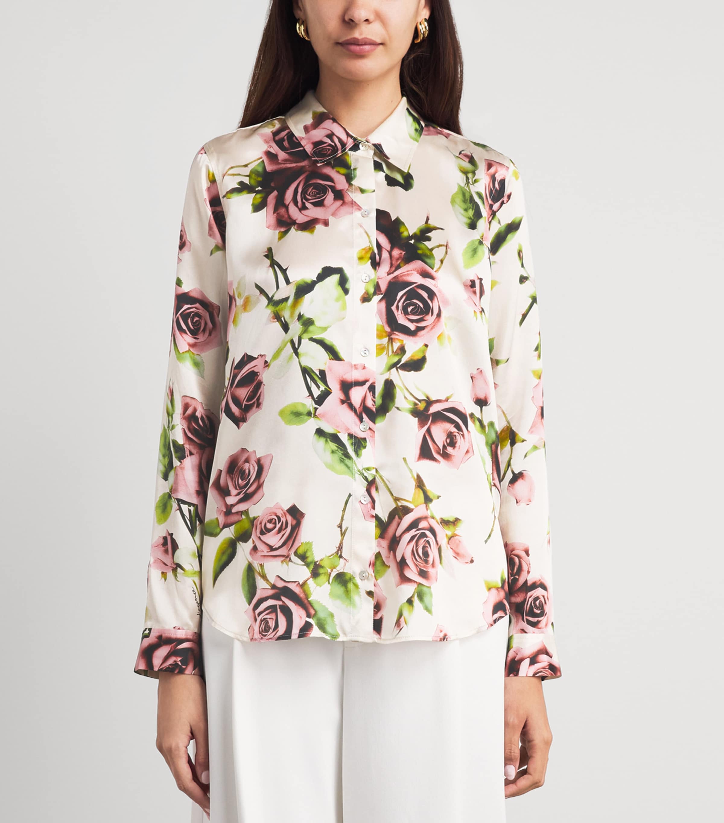 L'Agence Womens Silk Floral Tyler Shirt Emr Ecr/mv Rmntc Rse Image 4
