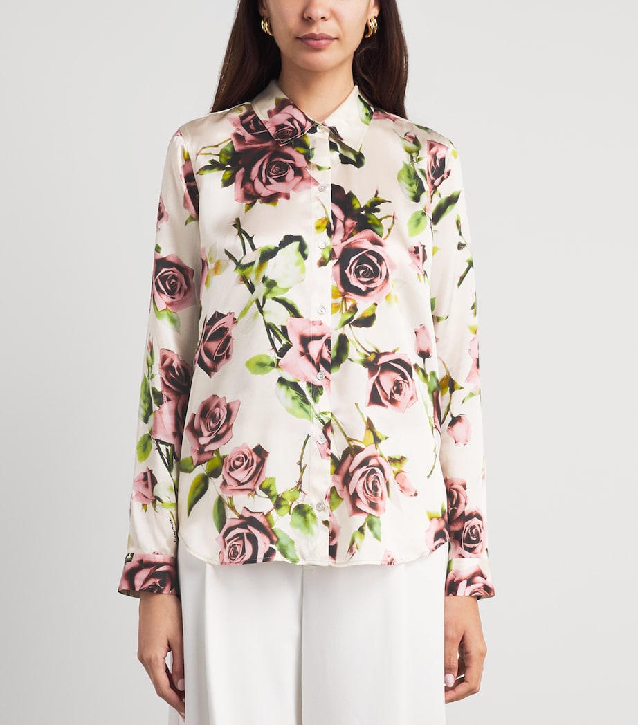 L'Agence Womens Silk Floral Tyler Shirt Emr Ecr/mv Rmntc Rse Image 4