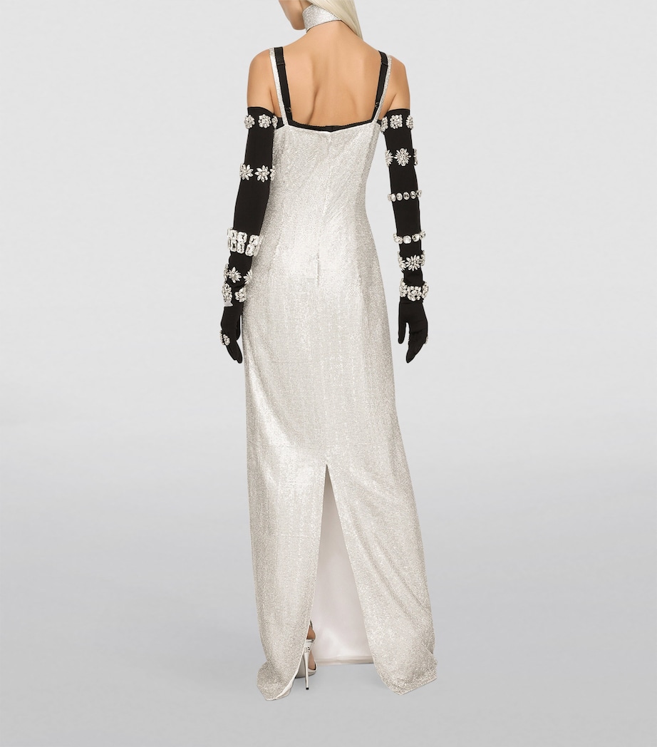 KIM DOLCE&GABBANA Crystal Mesh Slip Dress S8400-EMBROIDERED Image 4