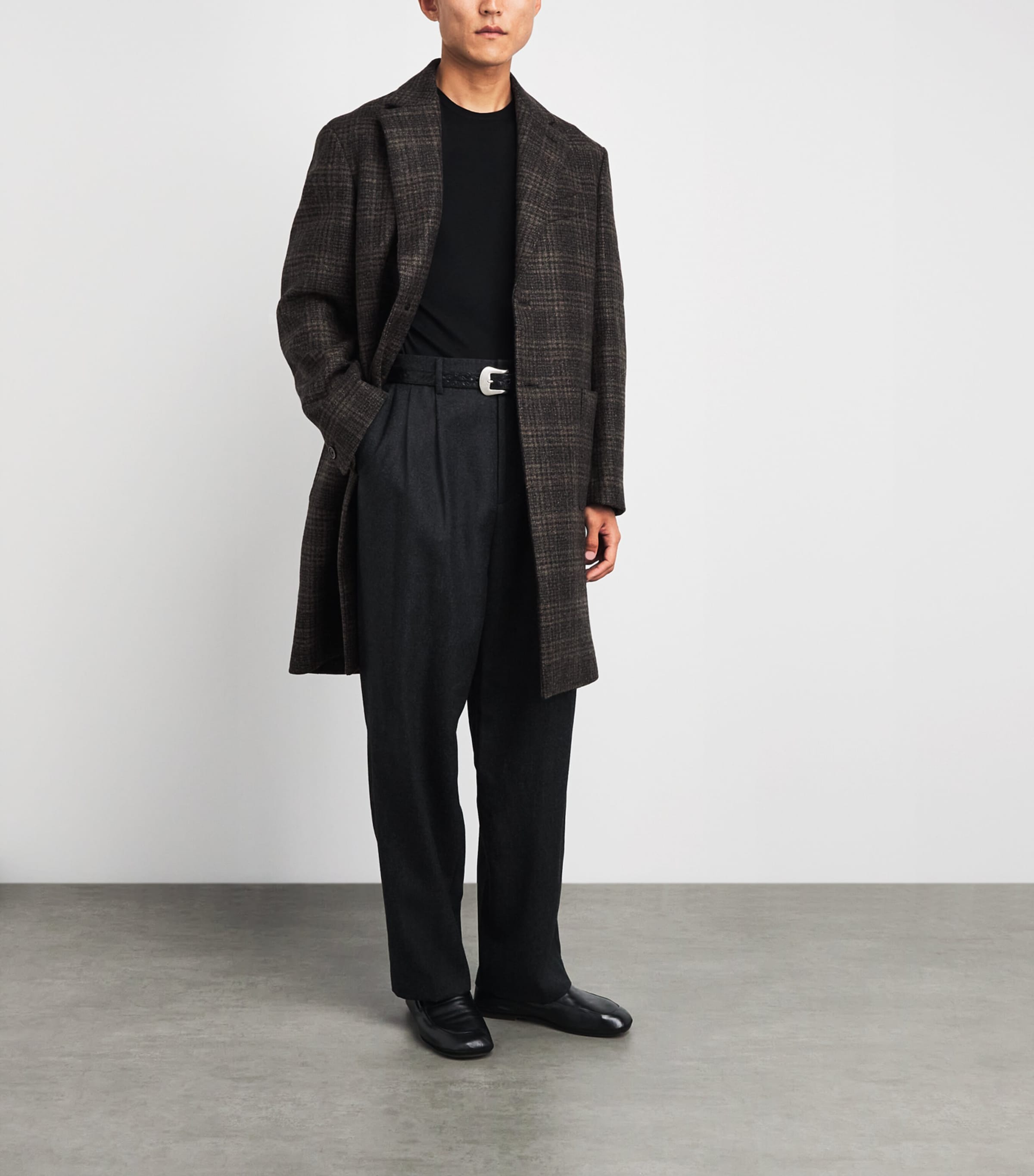Barena Mens Wool Check Baron Overcoat Uni Unico Image 2