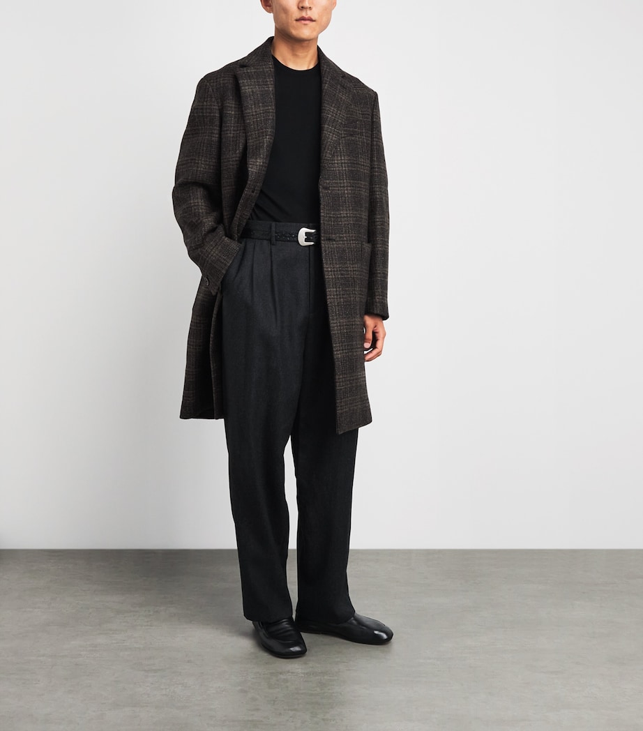 Barena Mens Wool Check Baron Overcoat Uni Unico Image 2