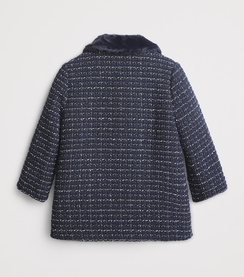 Faux Fur Tweed Coat (3-12 years) 4 MARINE Image 2