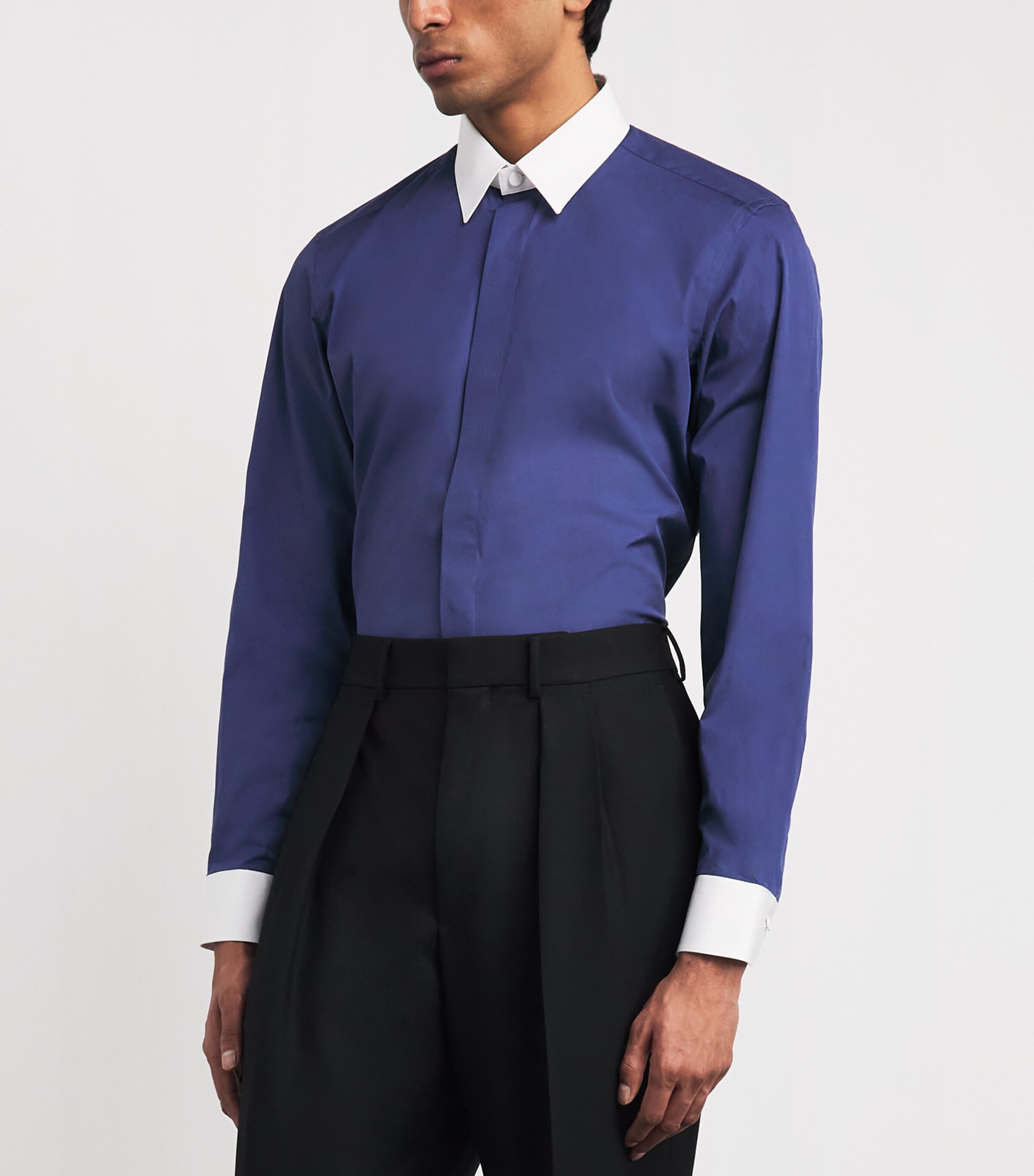 TOM FORD Mens Cotton Contrast Collar and Cuffs Shirt Ubu Image 4