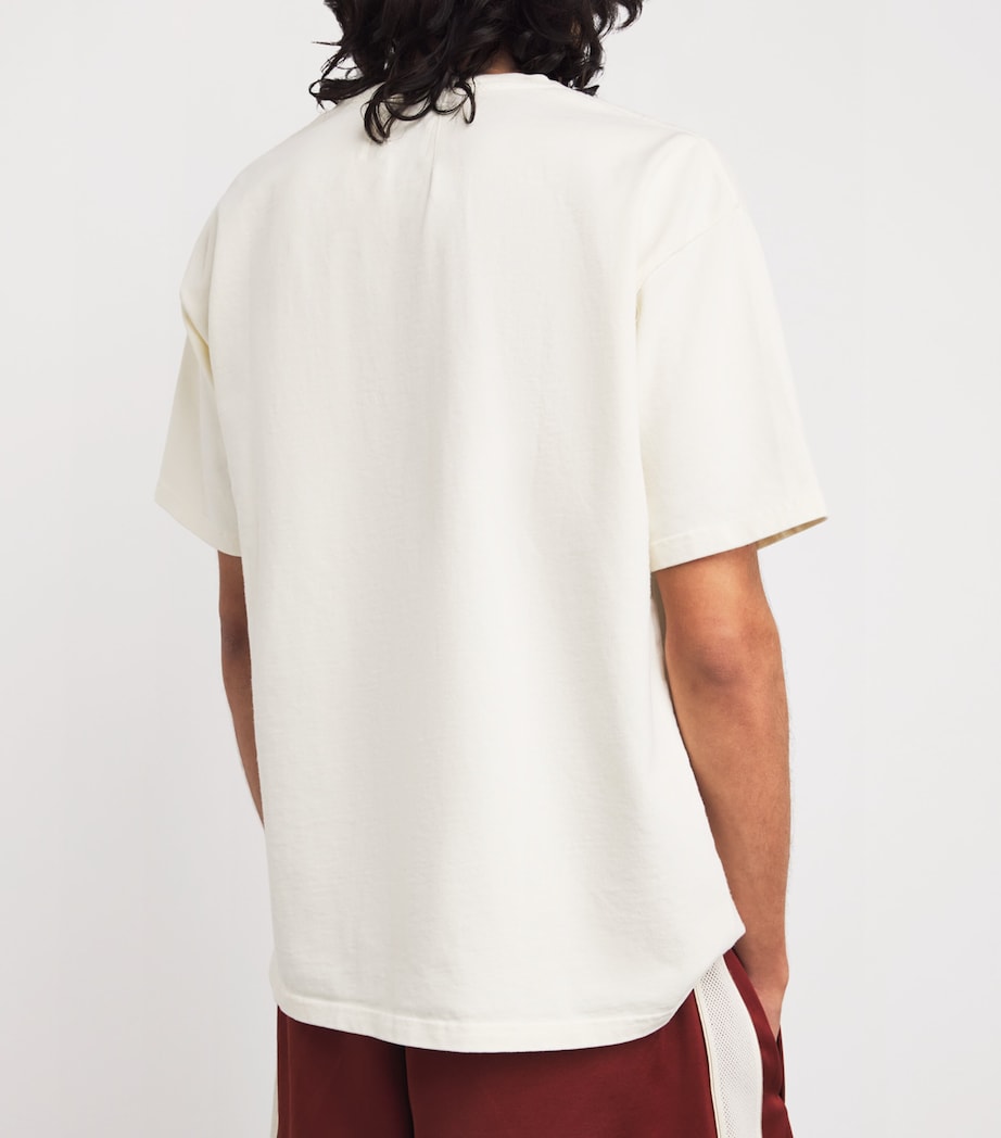 Rhude Mens Cotton Yacht Club T-Shirt White/ Blk/ Grn Image 4