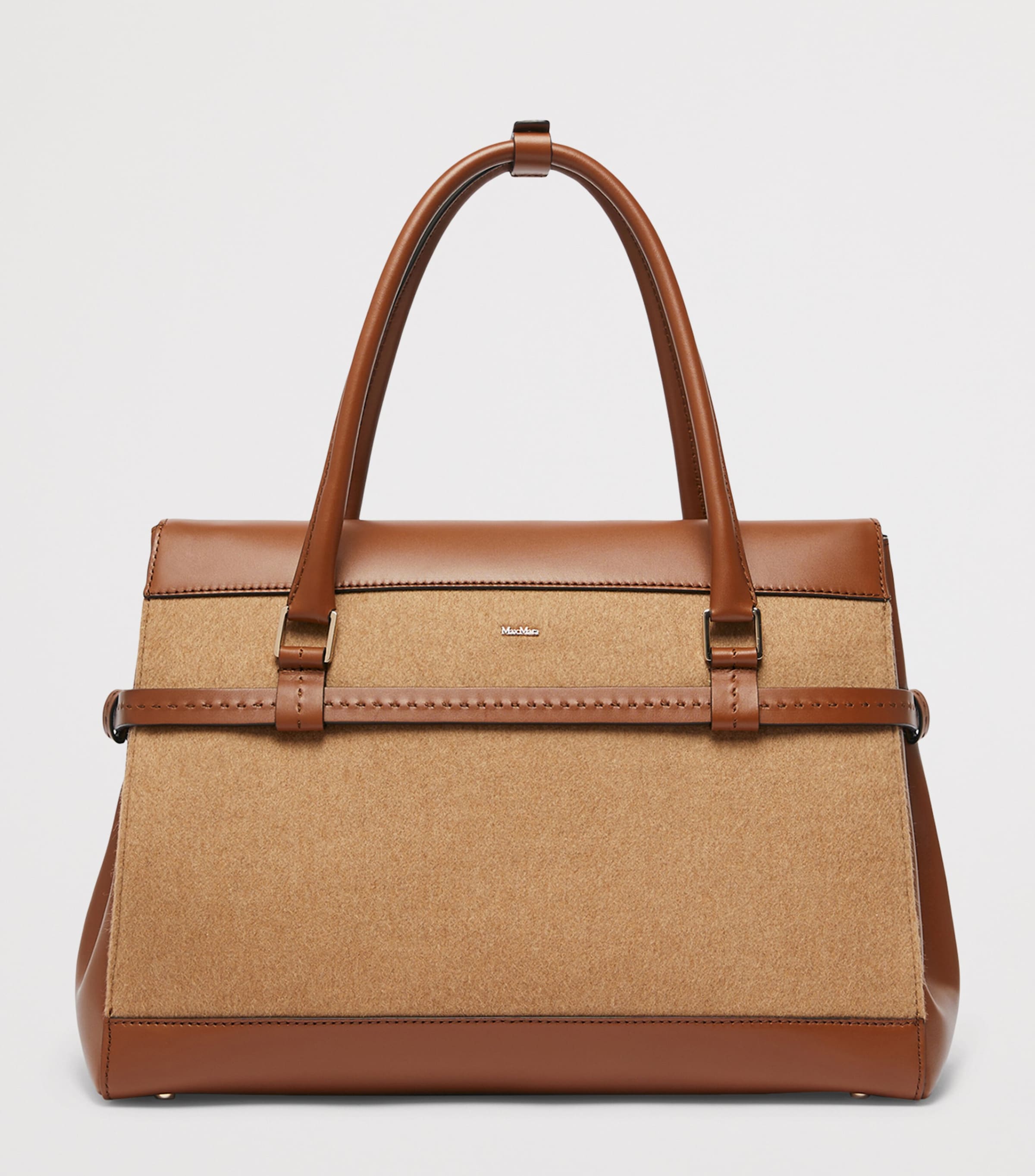 Medium Camel Wool Margaux Top-Handle Bag CAMEL Image 6