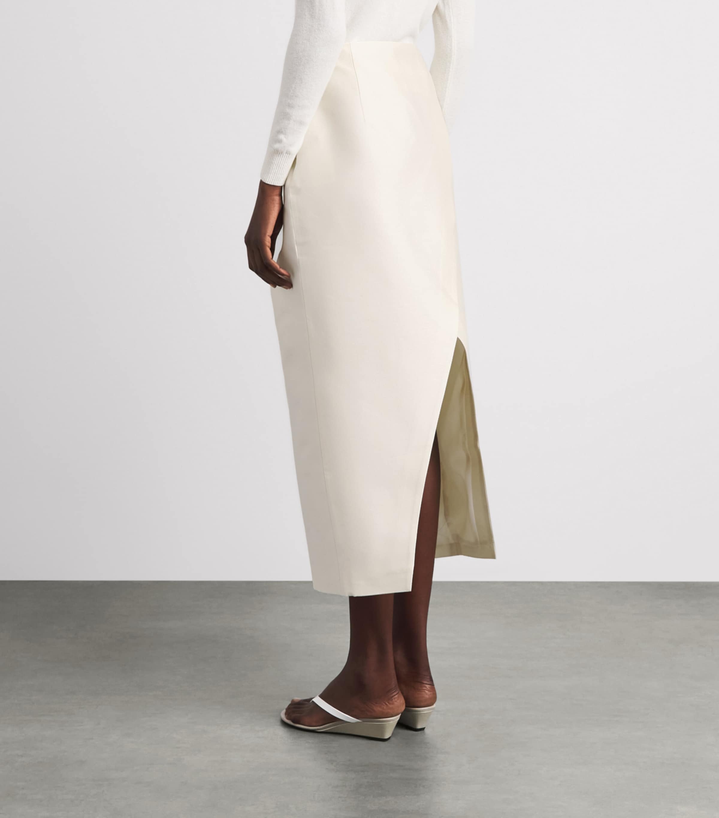 LEO LIN Womens Wool-Silk Quinn Midi Skirt Wildflower Image 5