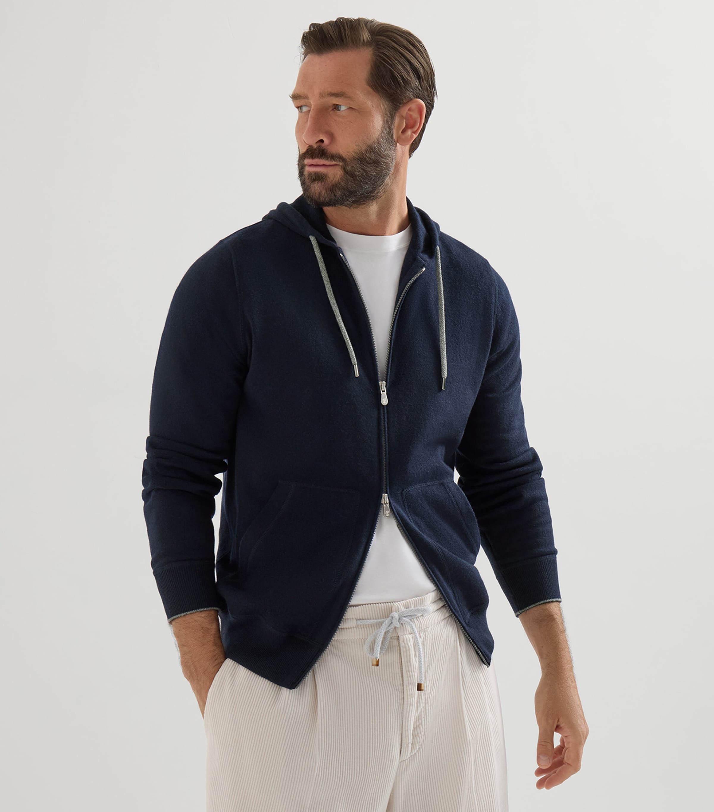 Brunello Cucinelli Mens Cashmere Hooded Cardigan Image 4