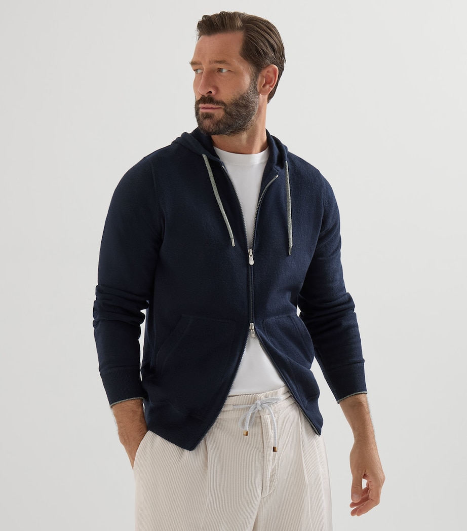 Brunello Cucinelli Mens Cashmere Hooded Cardigan Image 4