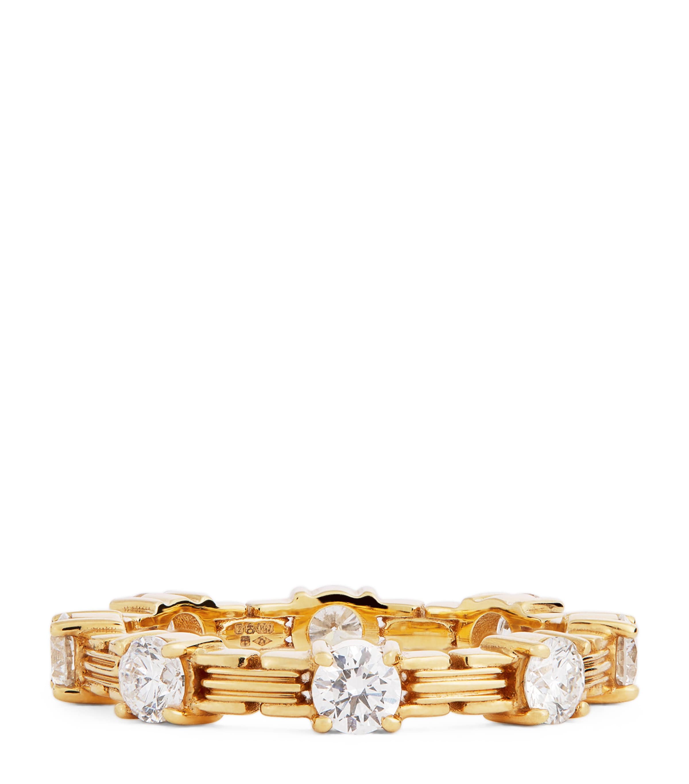 Azlee Large Yellow Gold And Diamond Pirouette Ring