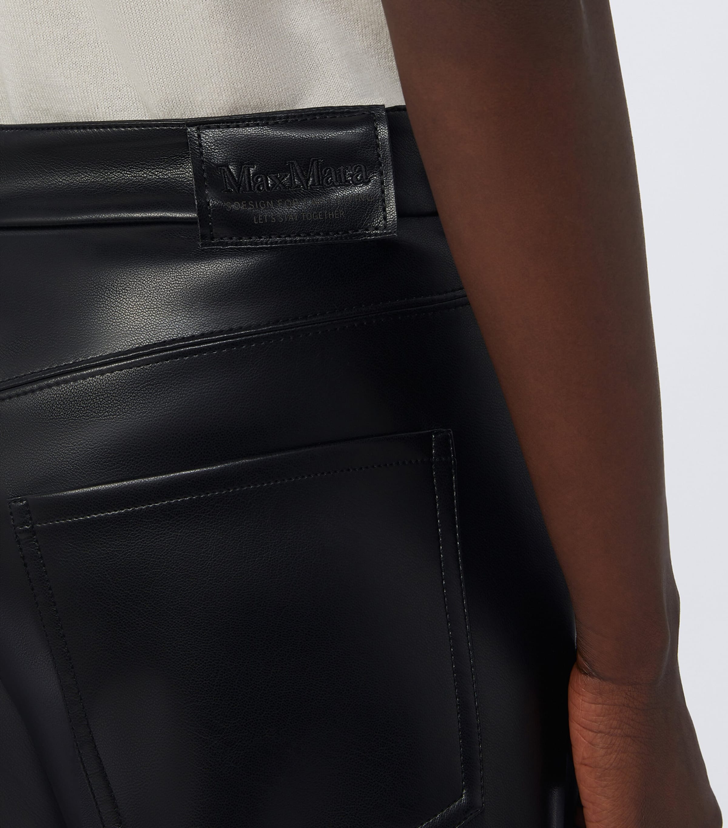 Max Mara Womens Faux Leather Wide-Leg Trousers Black Image 5