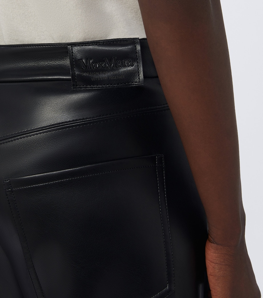 Max Mara Womens Faux Leather Wide-Leg Trousers Black Image 5