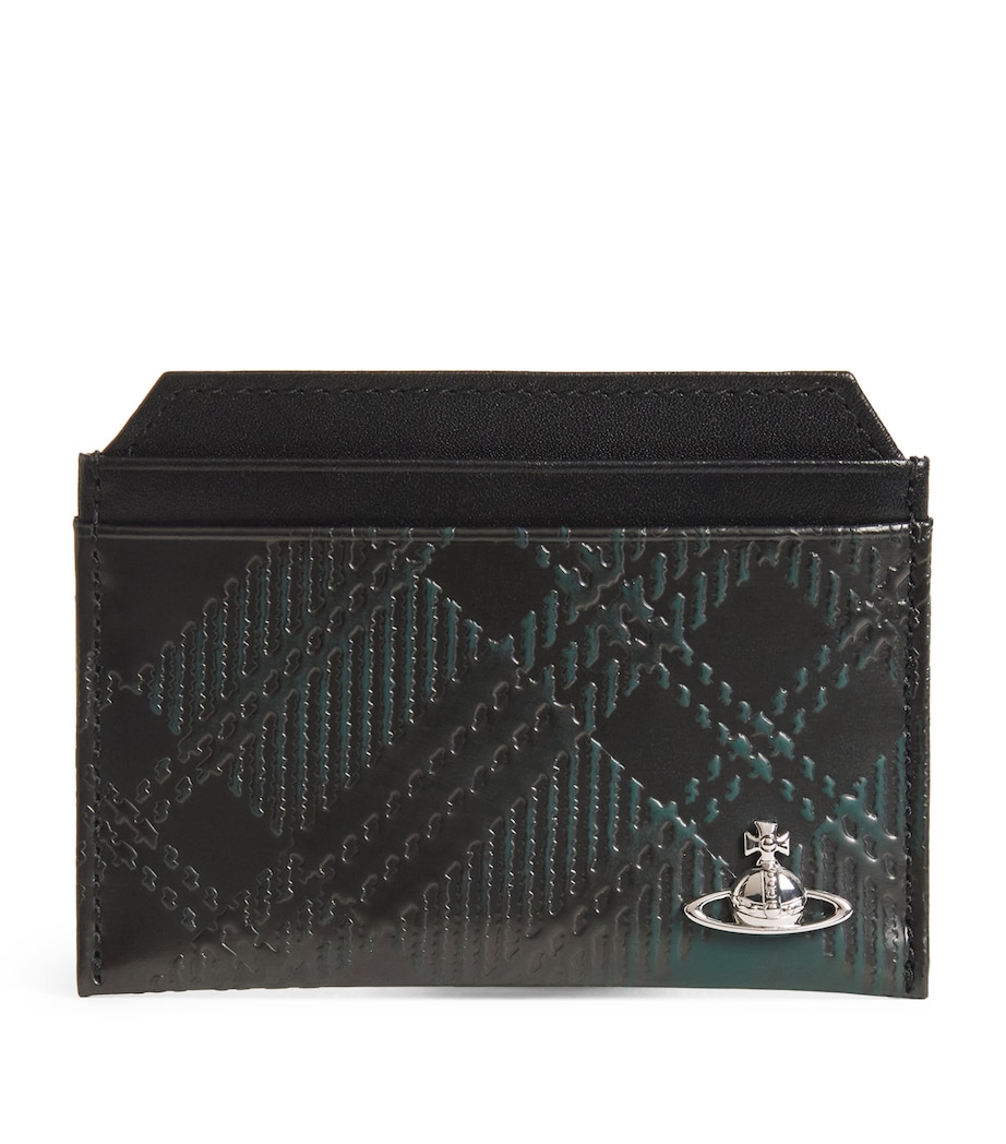 Vivienne Westwood Leather Embossed Check Card Holder Dark Green Image 1