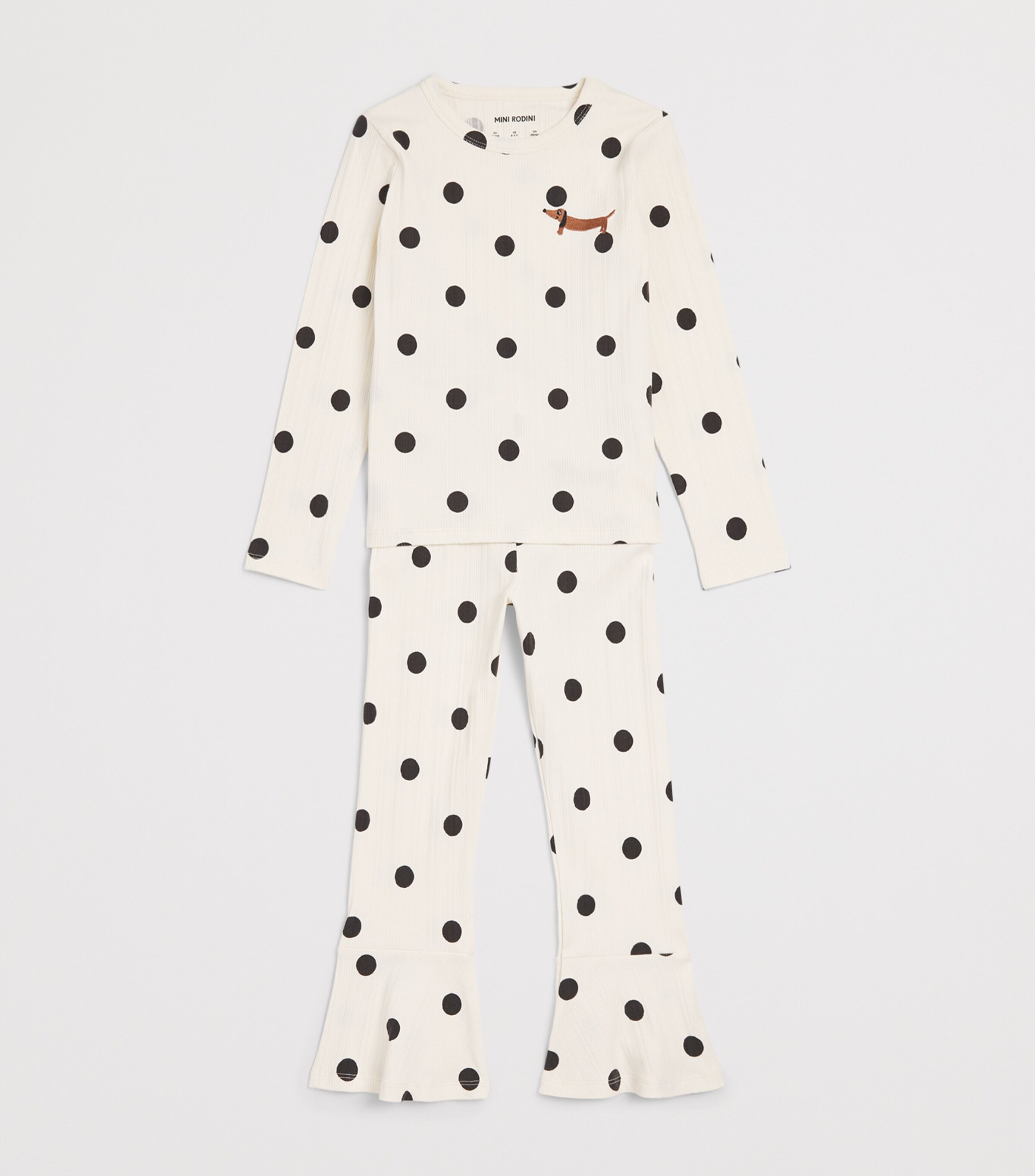 Mini Rodini Polka Dot Dog Long-Sleeve T-Shirt (9-11 Years) Off White Image 3