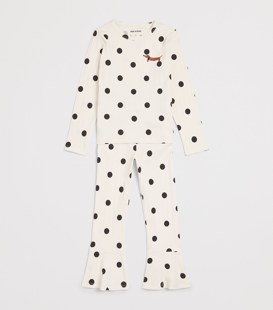 Mini Rodini Polka Dot Dog Long-Sleeve T-Shirt (9-11 Years) Off White Image 3