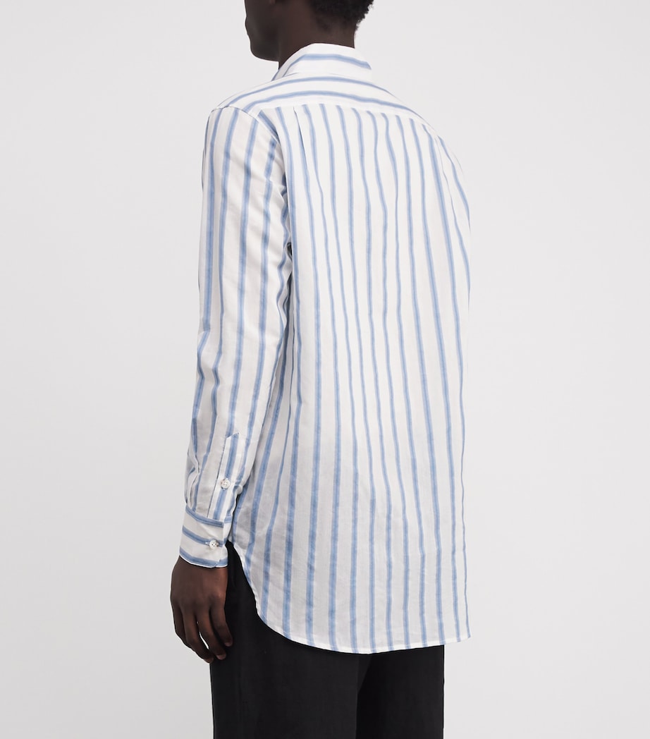 COMMAS Mens Cotton Silk Gradient-Stripe Shirt Blue Image 4