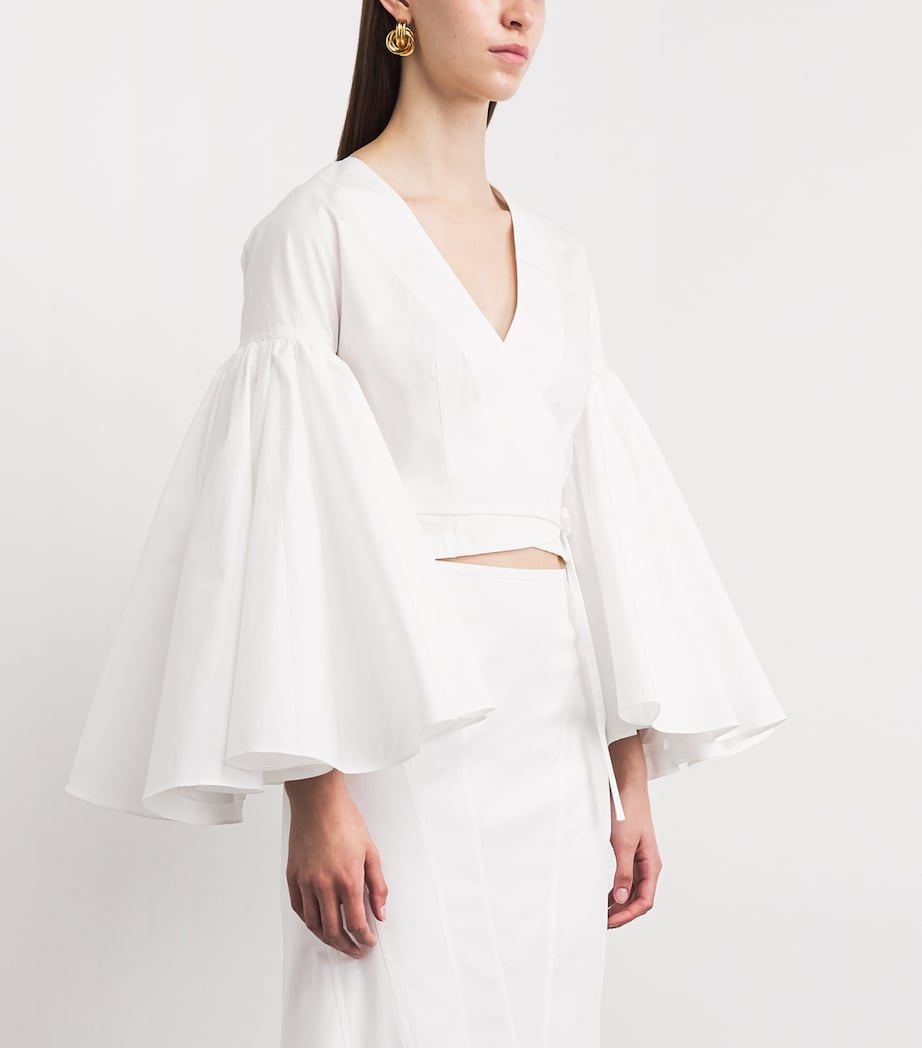 Jacquemus Womens Cotton Flared-Sleeve Paysan Blouse White Image 4