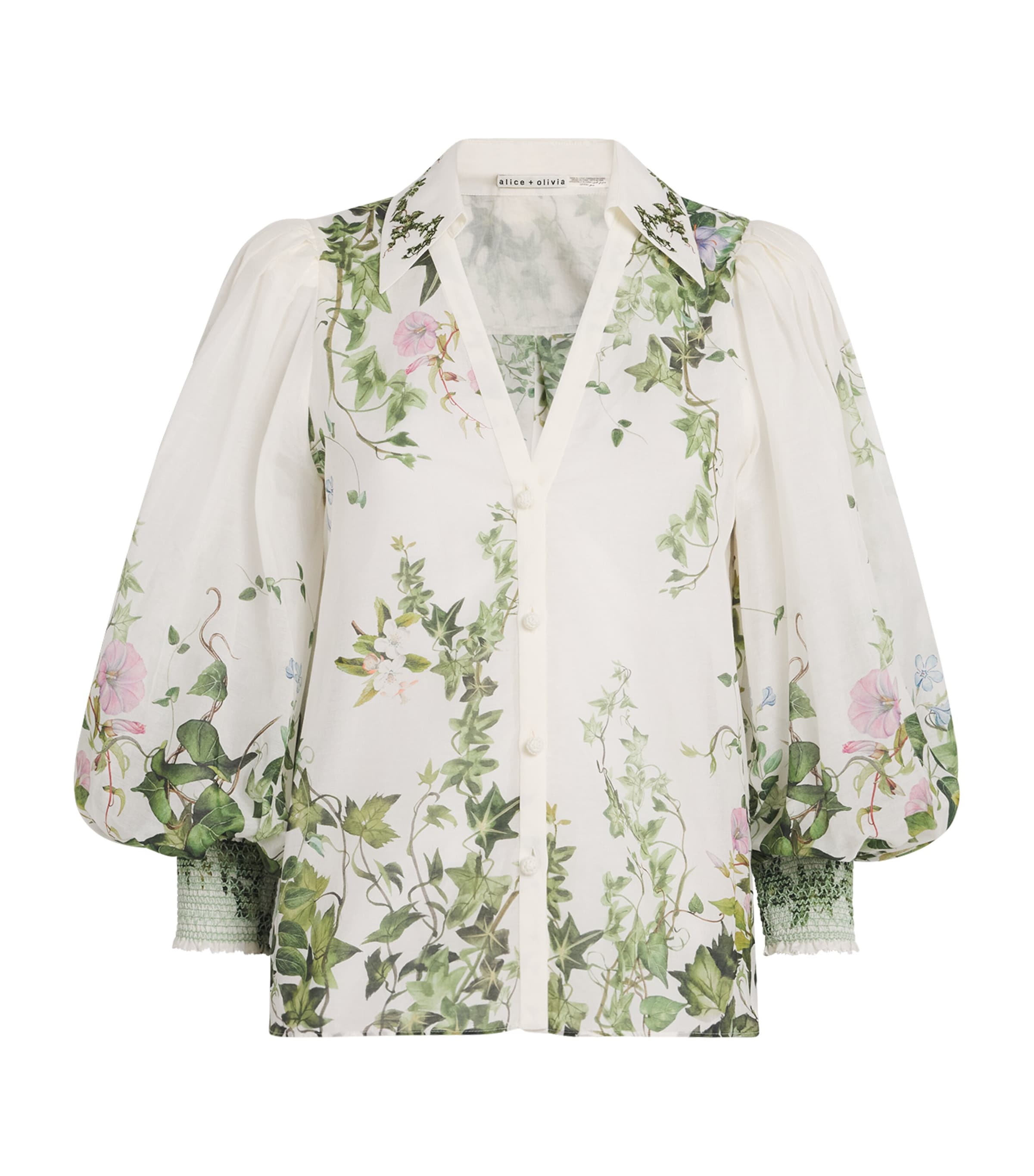 Alice And Olivia Charis Button Down Blouse Ivy Romance In White